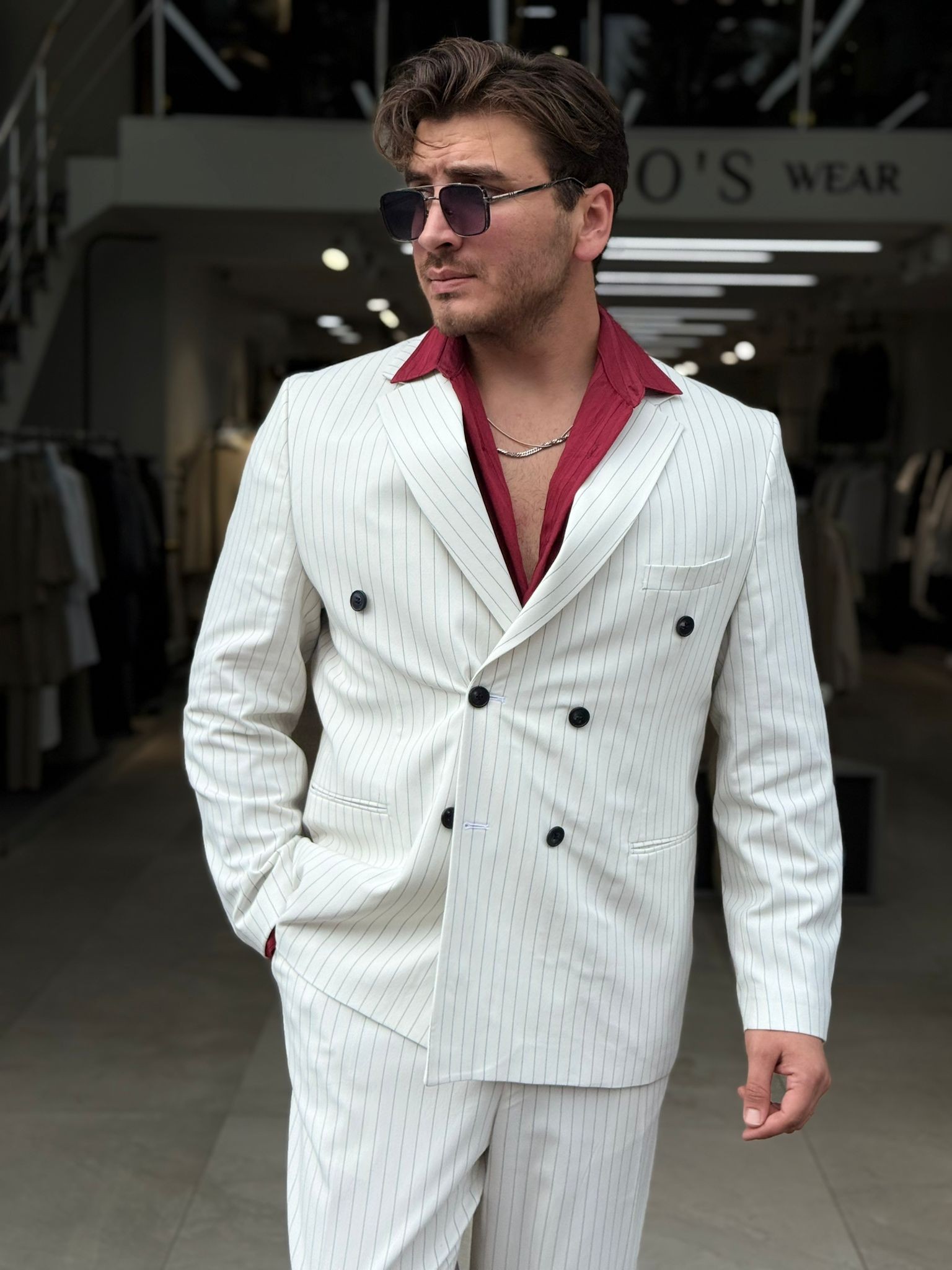 Çizgili Oversize Takım Elbise
