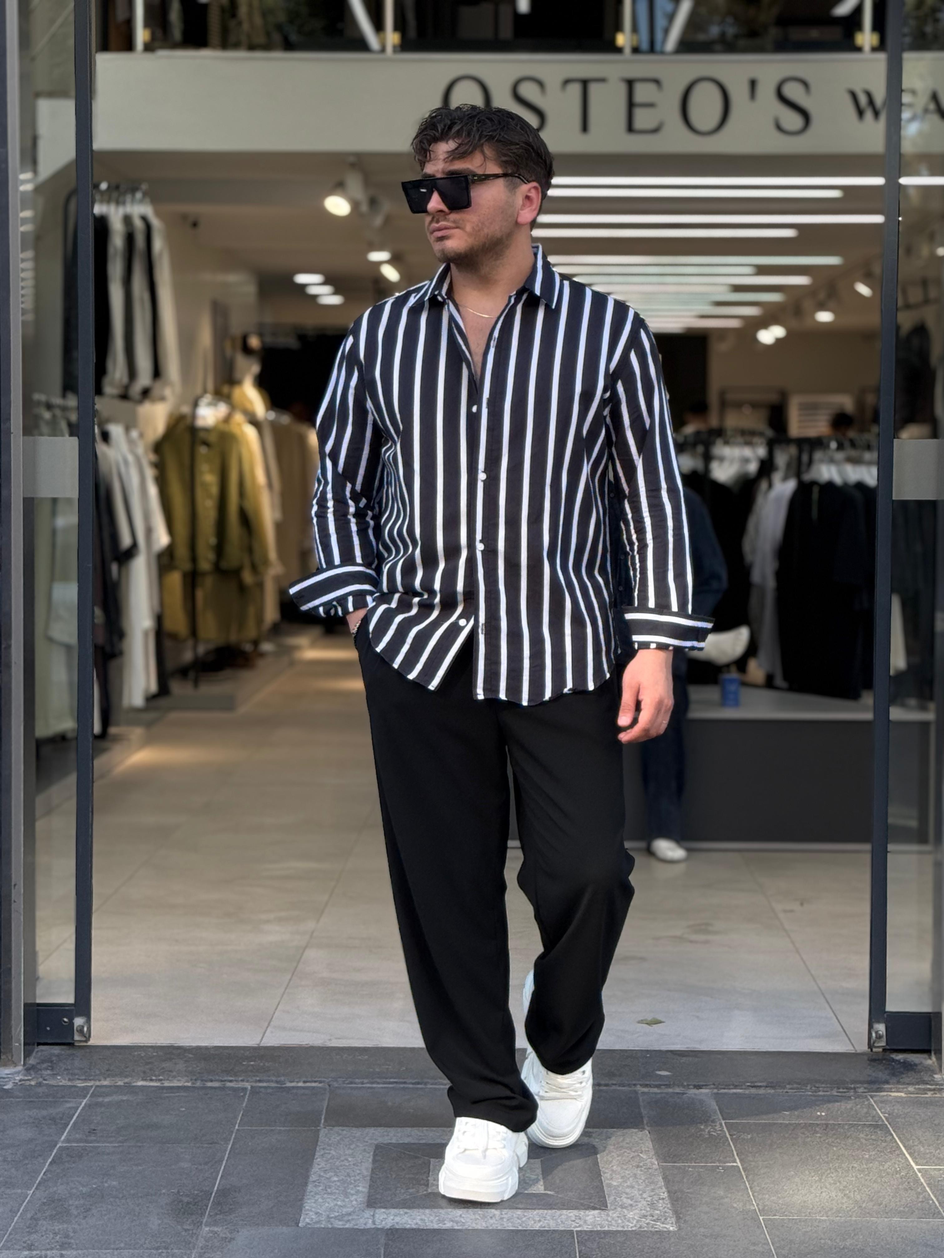 Çizgili Yarım Oversize Gömlek