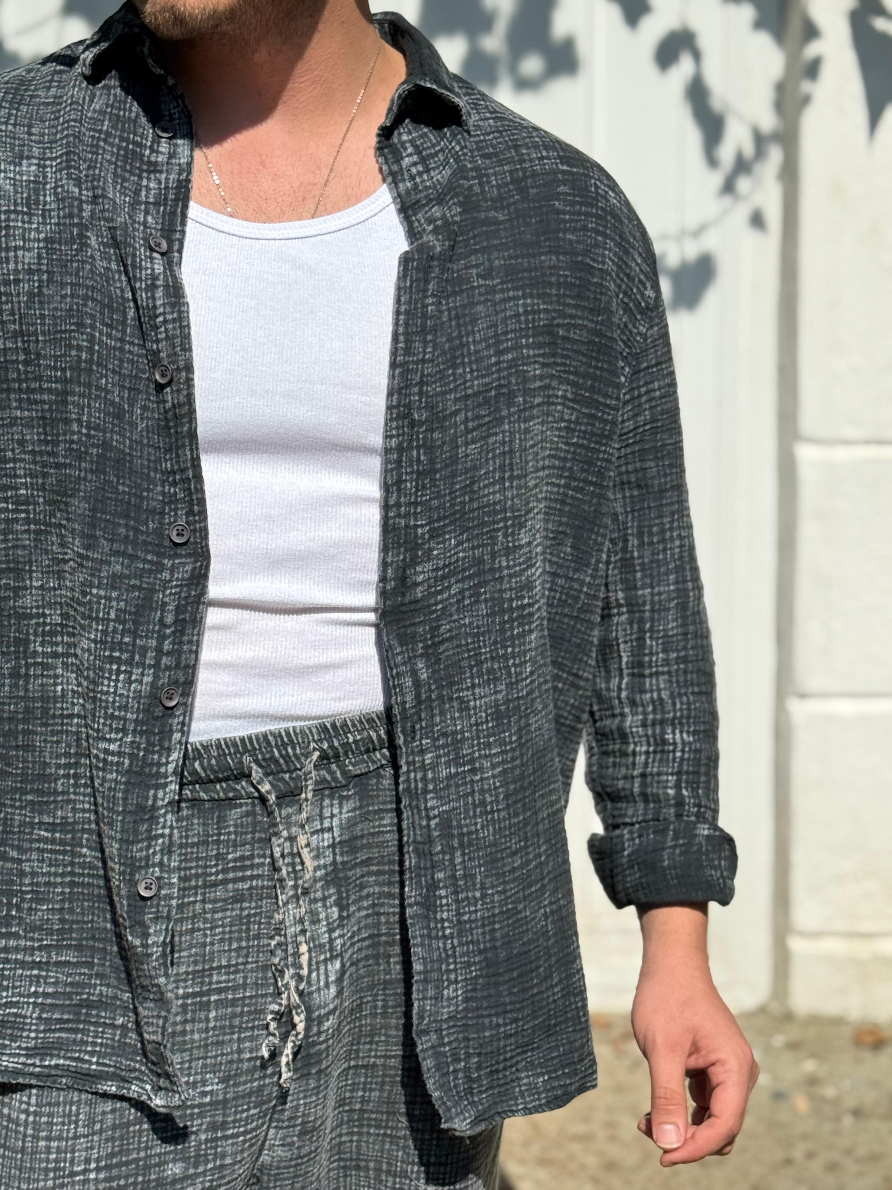 Yıkamalı Müslin Kumaş Oversize Takım