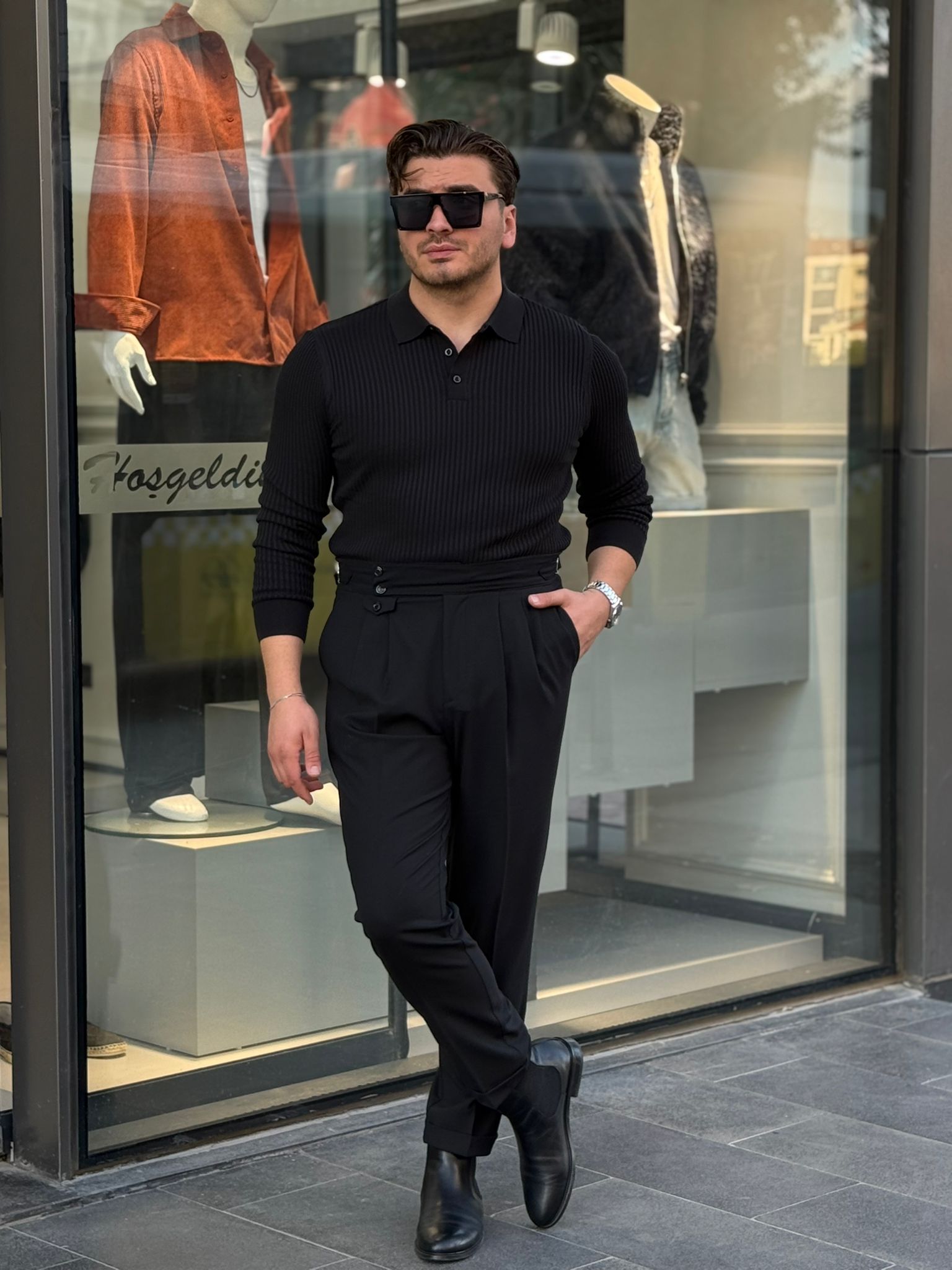 Polo Yaka Çizgili Triko 