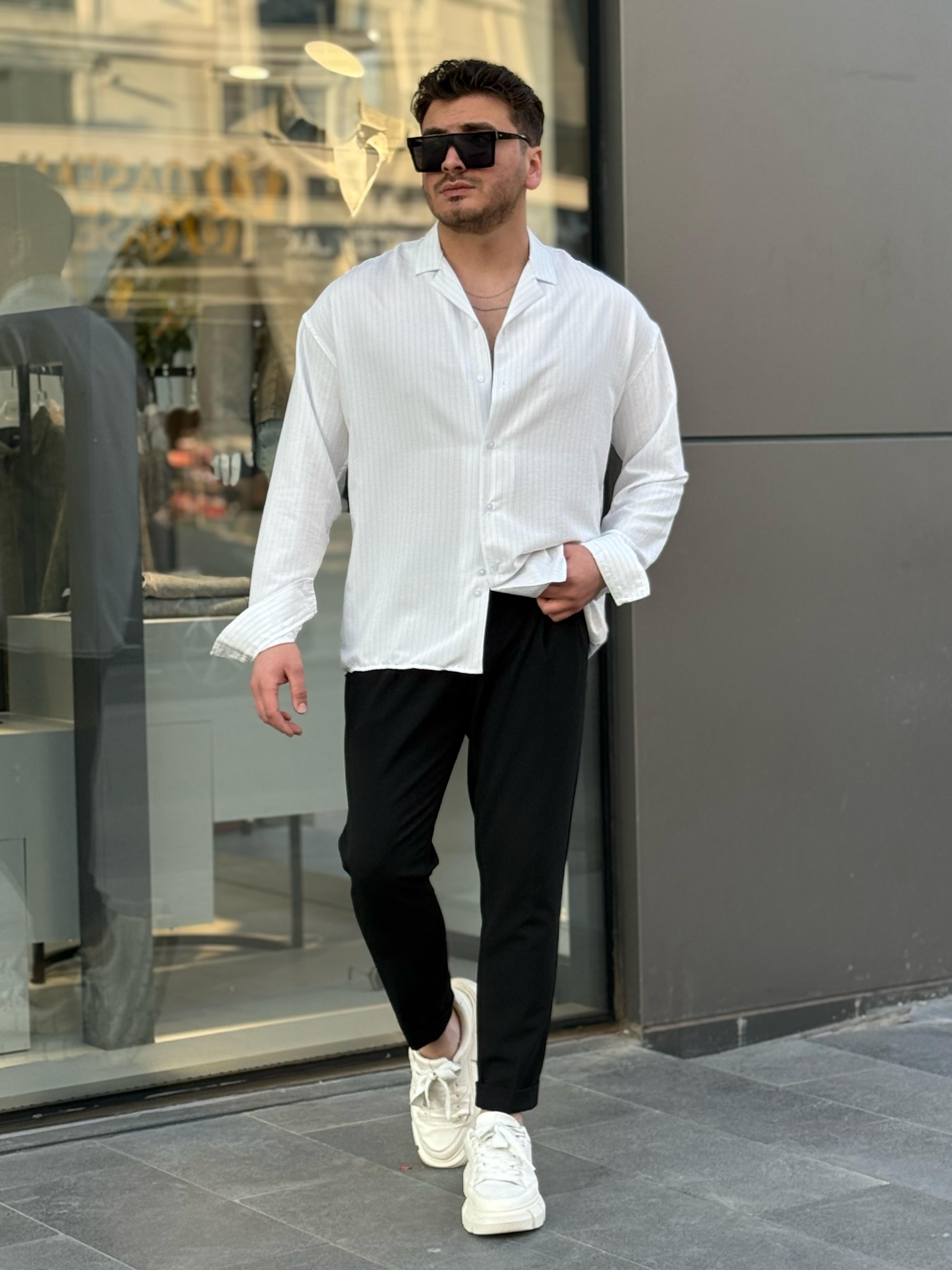 Çizgili Oversize Gömlek 