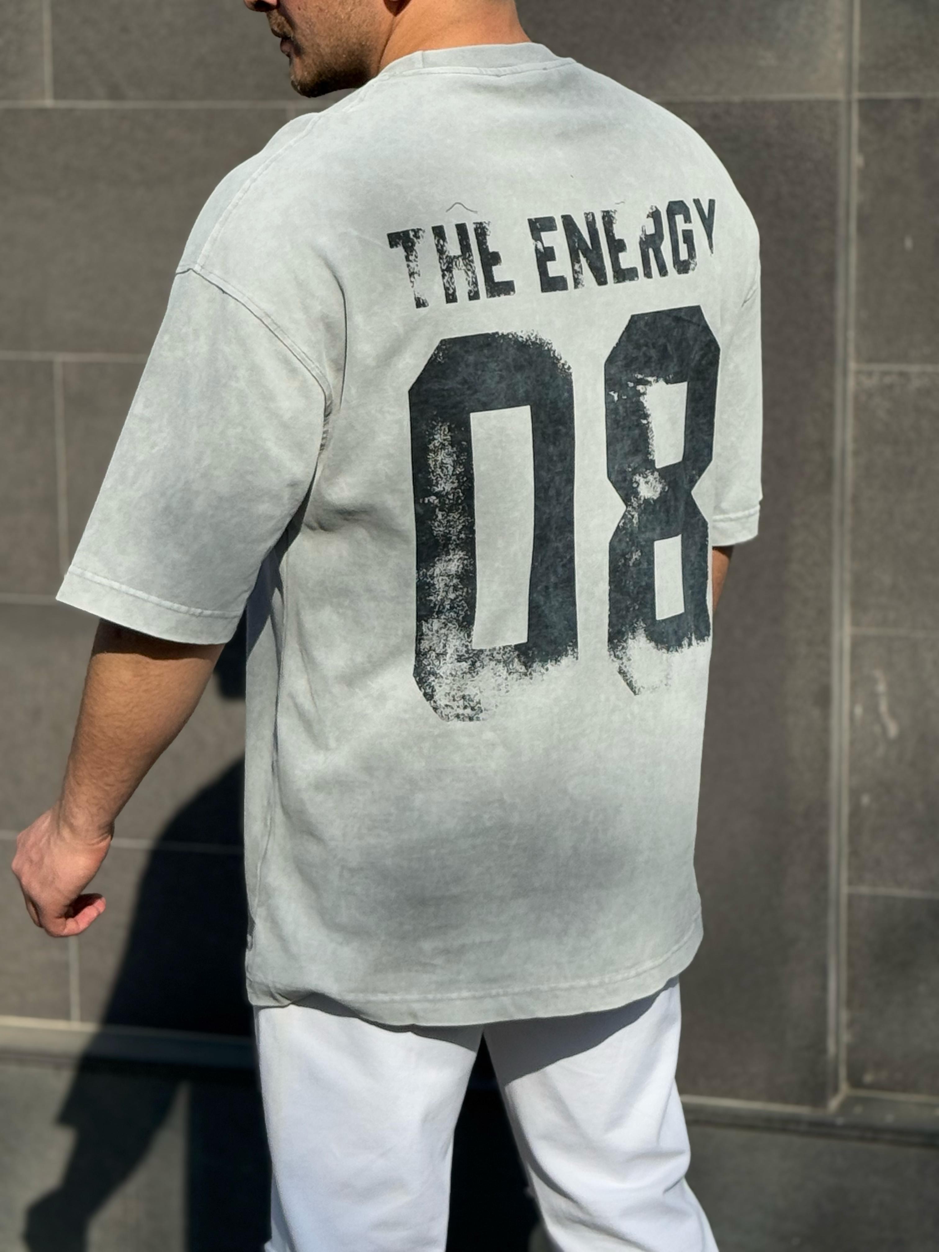 Arka Baskılı Oversize Tshirt - Gri