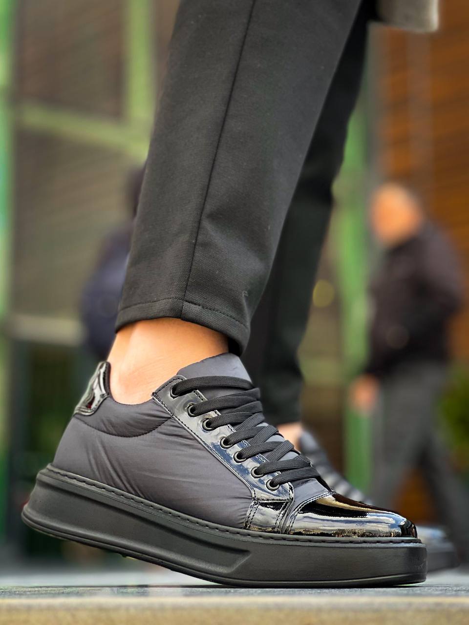 KB-X46 Kuback Siyah Rugan Yüksek Siyah Taban Günlük Spor Ayakkabı