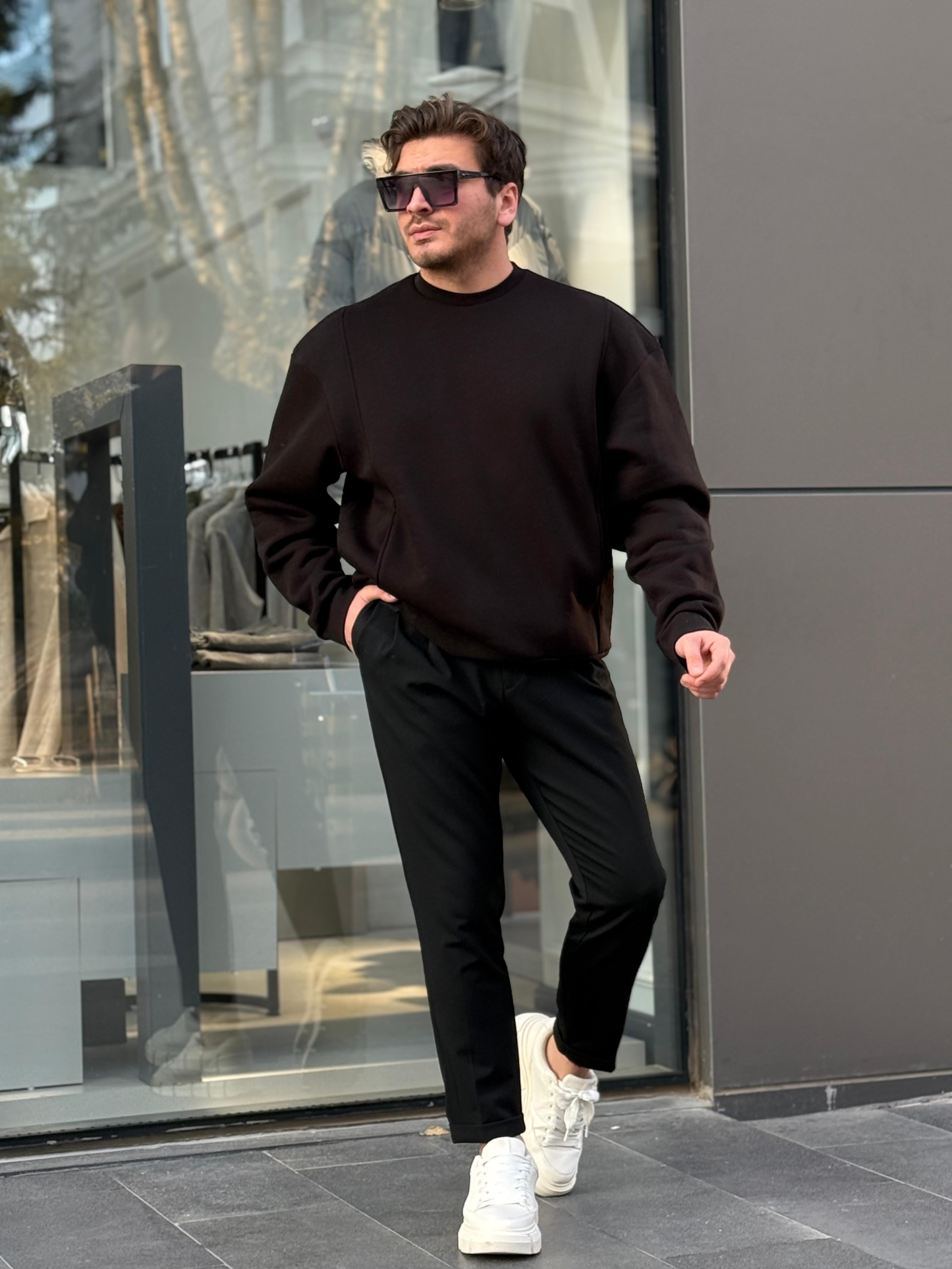 Cepli Çizgi Detaylı Sweatshirt