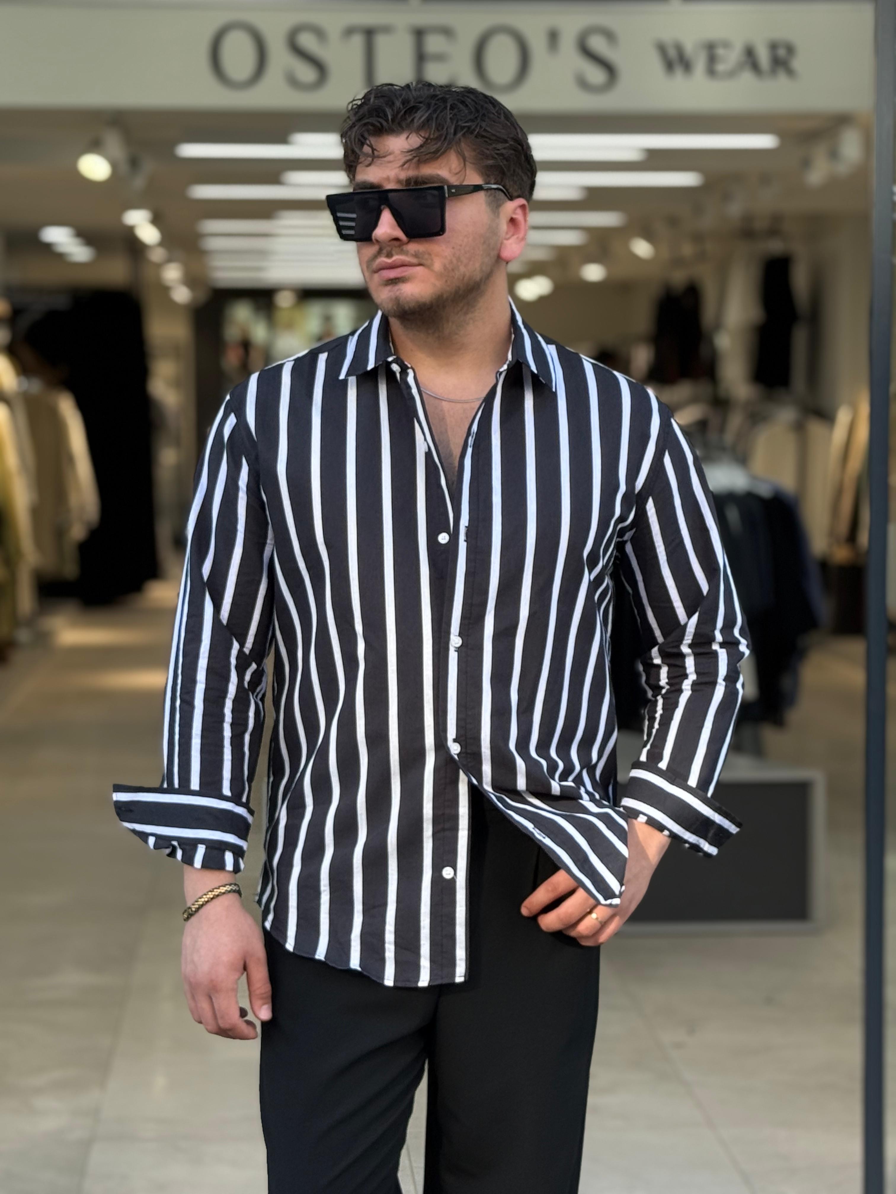Çizgili Yarım Oversize Gömlek