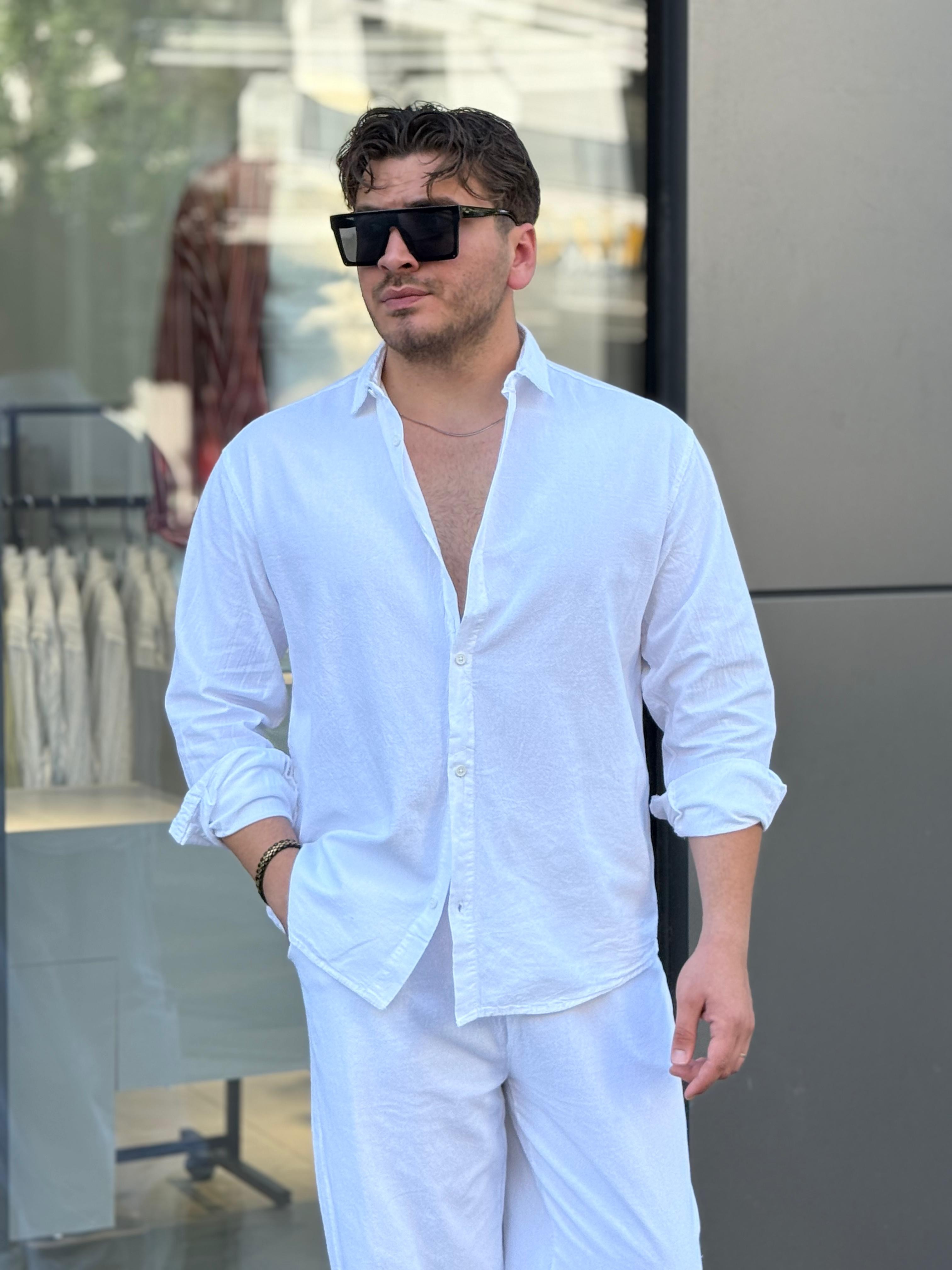 Keten Oversize Takım - Beyaz