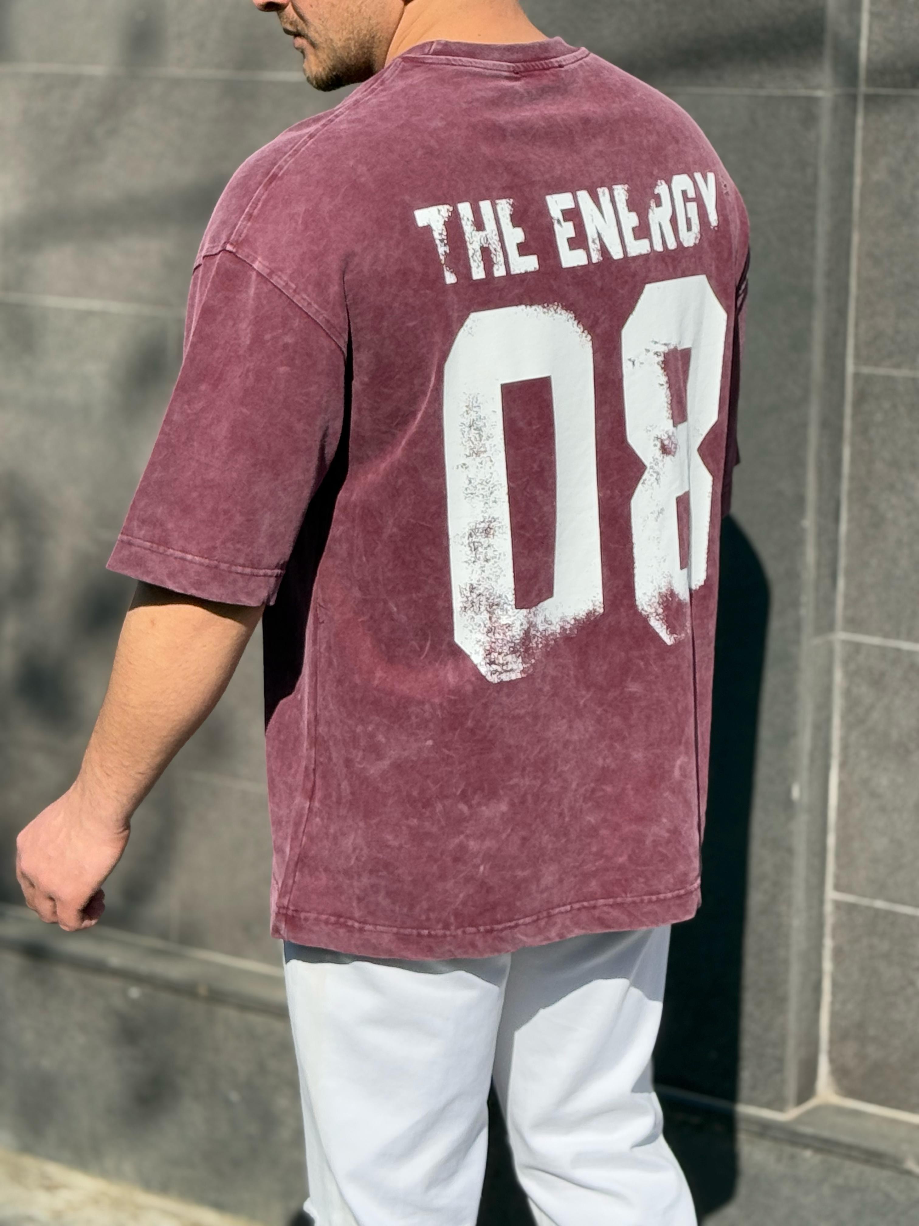 Arka Baskılı Oversize Tshirt - Bordo