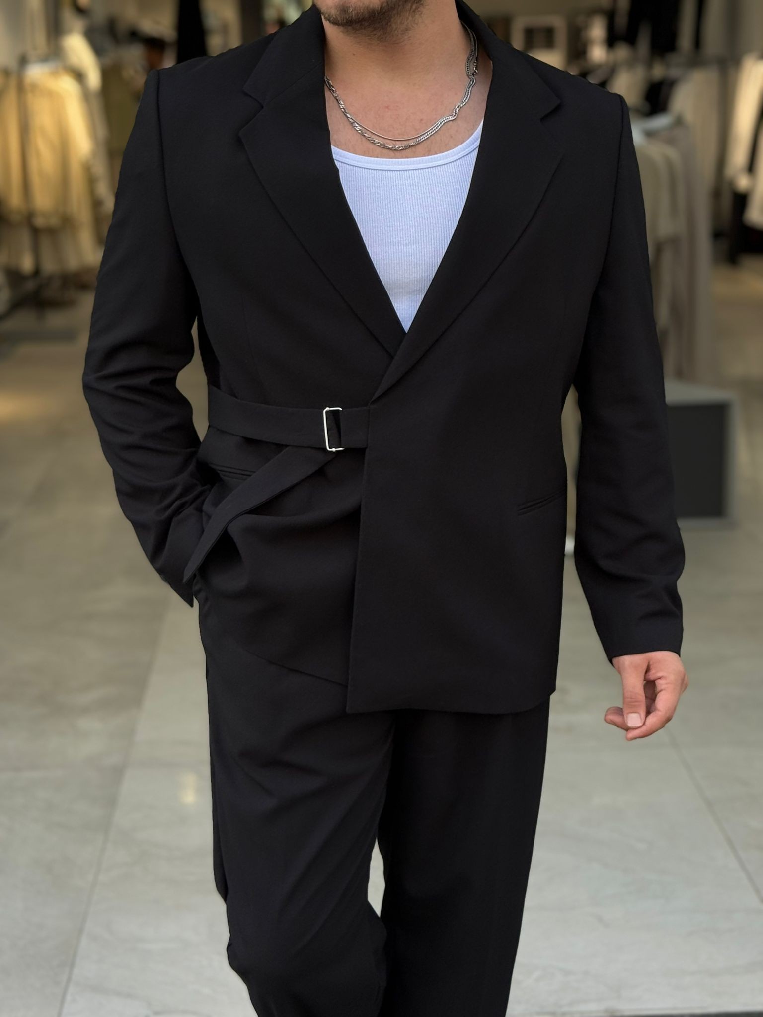 Kendinden Kemerli Oversize Takım Elbise