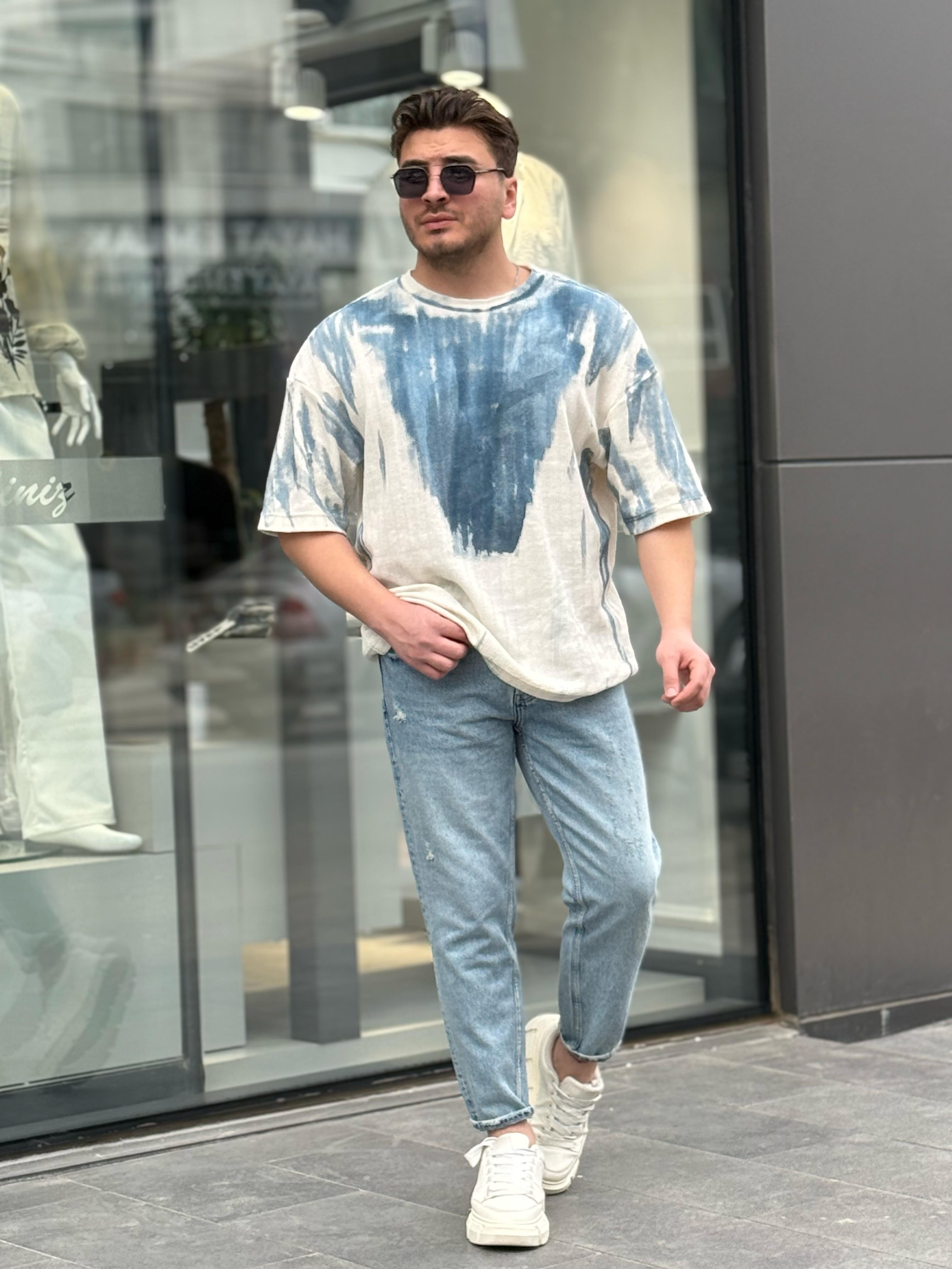 Baskılı Oversize Triko Tshirt
