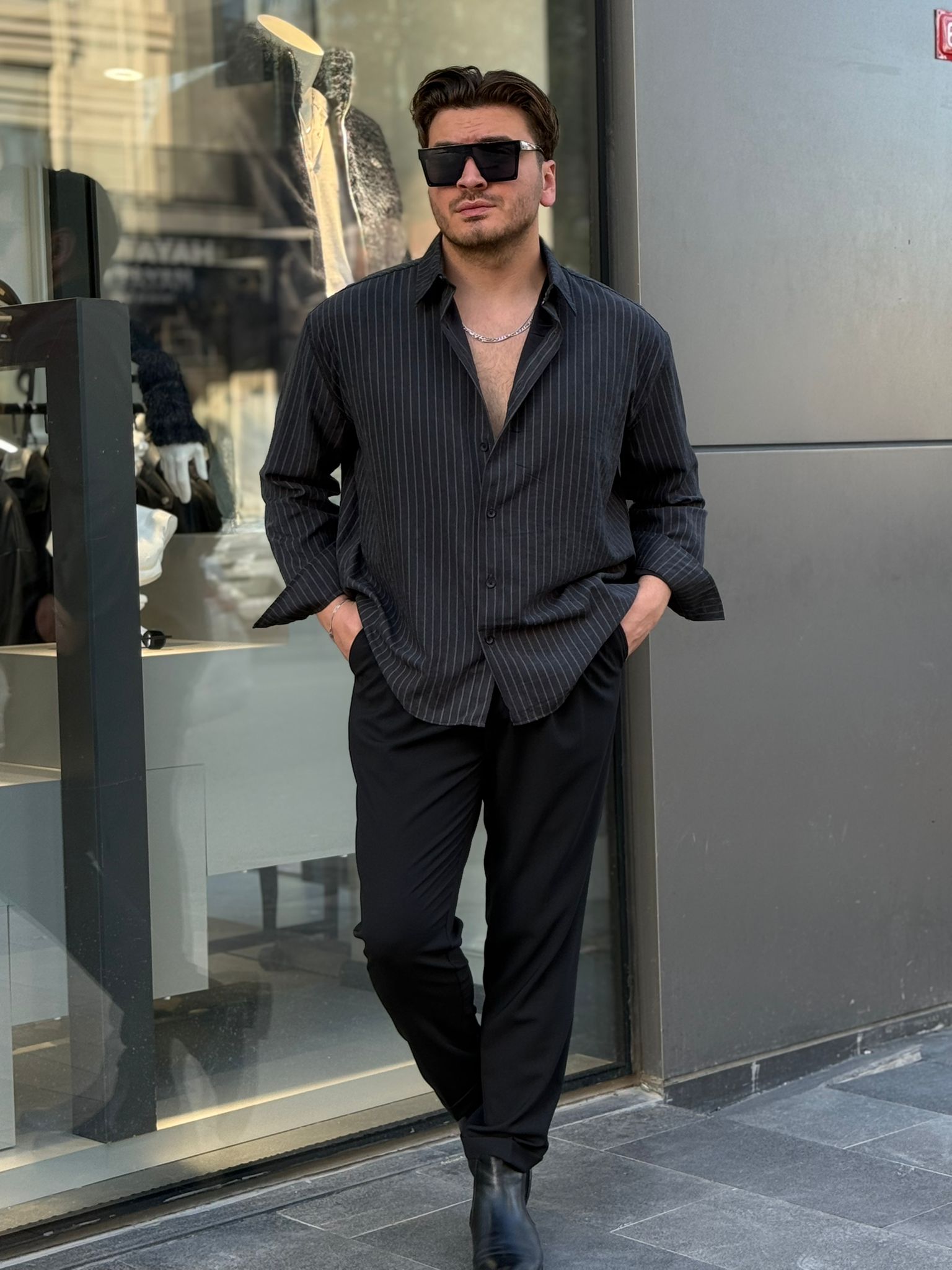 Çizgili Oversize Gömlek