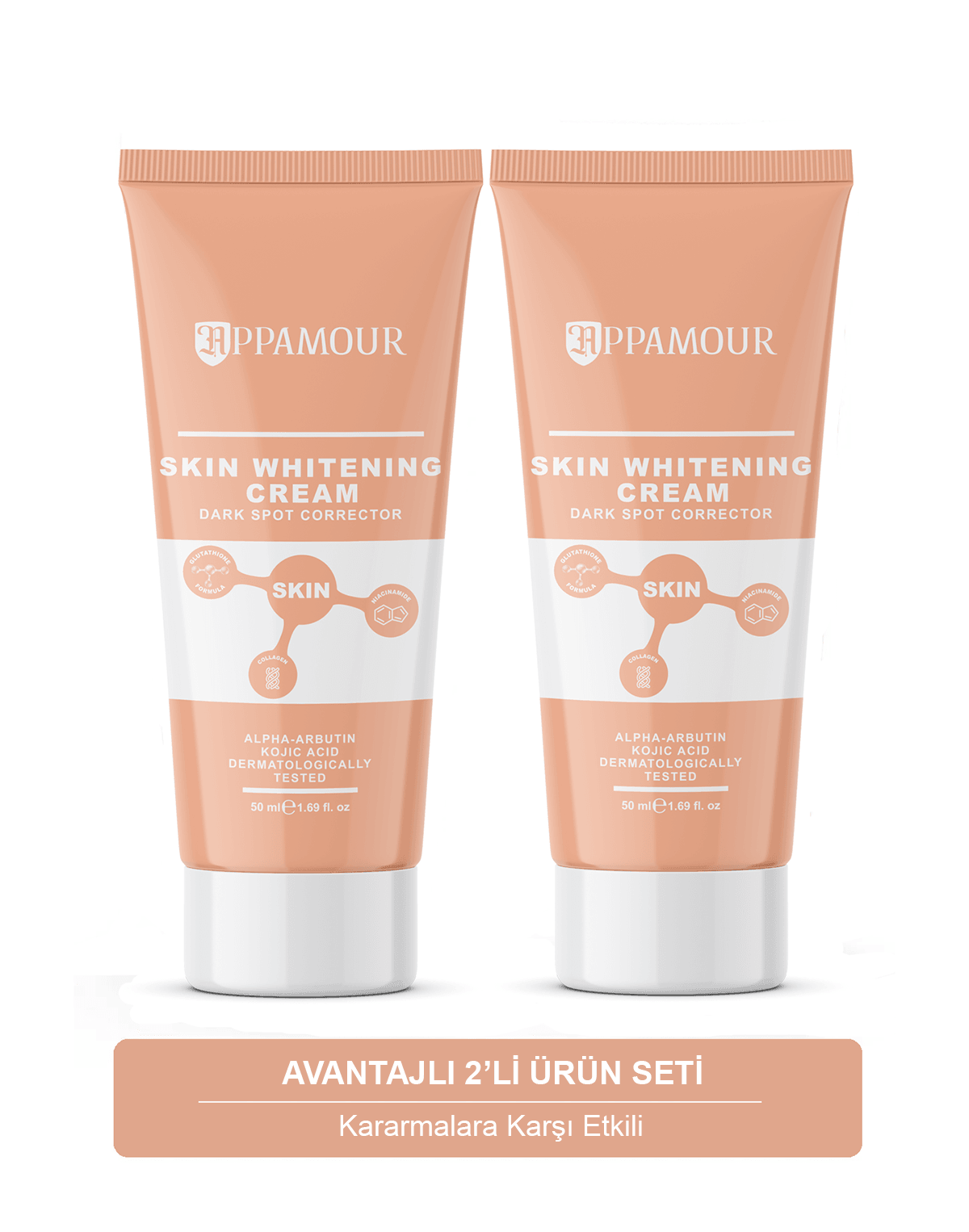 2'li Cilt Beyazlatıcı Aydınlatıcı Glutatyonlu Leke Karşıtı Krem Niacinamide & Kojik Asitli 50 ml