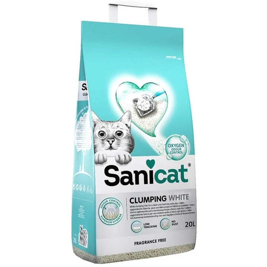 Sanicat Clumping White Topaklanan Kedi Kumu (Kokusuz) 20lt