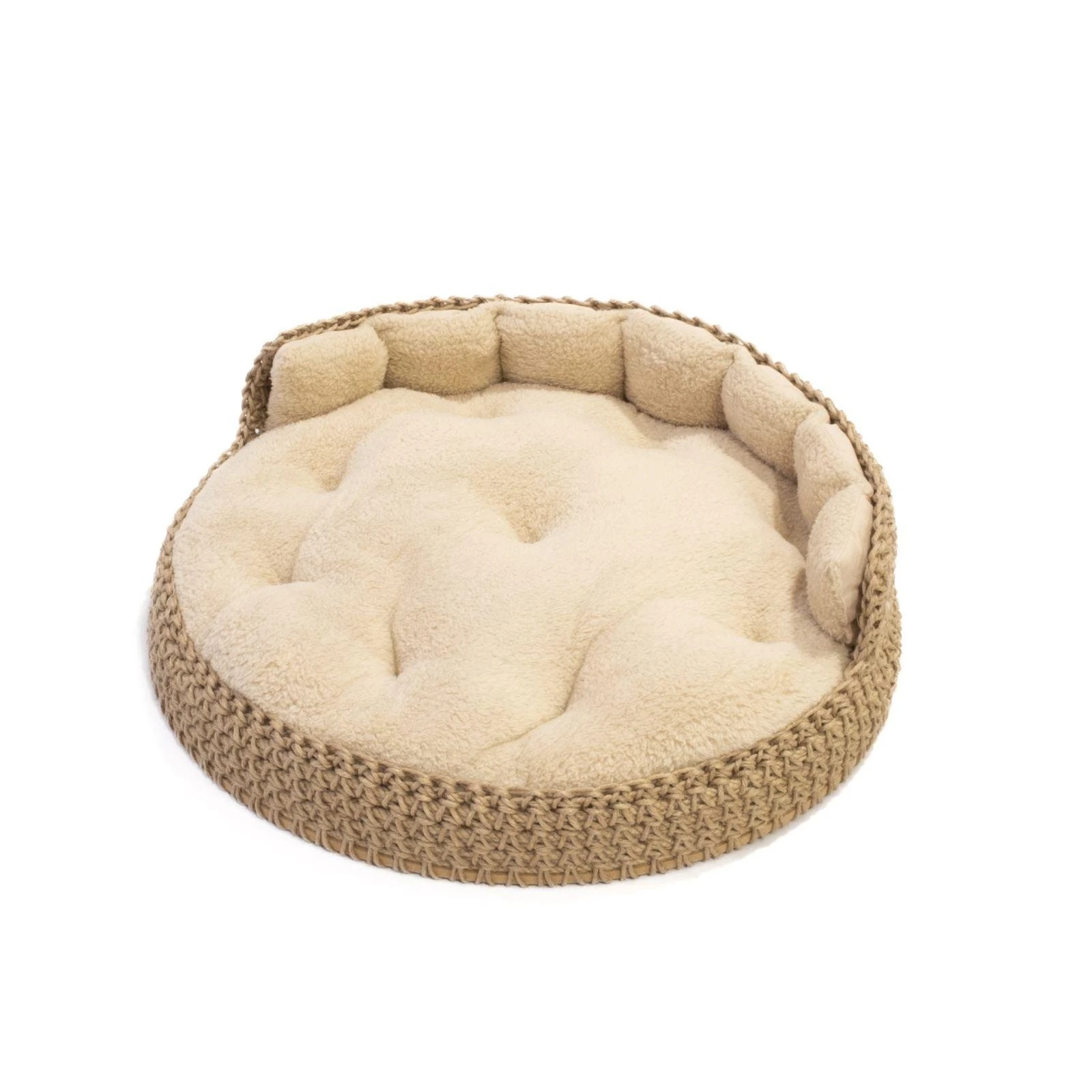 İda Lifestyle Hasır Örgü Kedi Ve Küçük Köpek Yatağı Bej 80 Cm