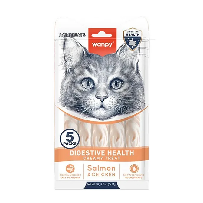 Wanpy Digestive Health Somon Balığı&amp;Tavuklu Kedi Ödülü 5x14gr
