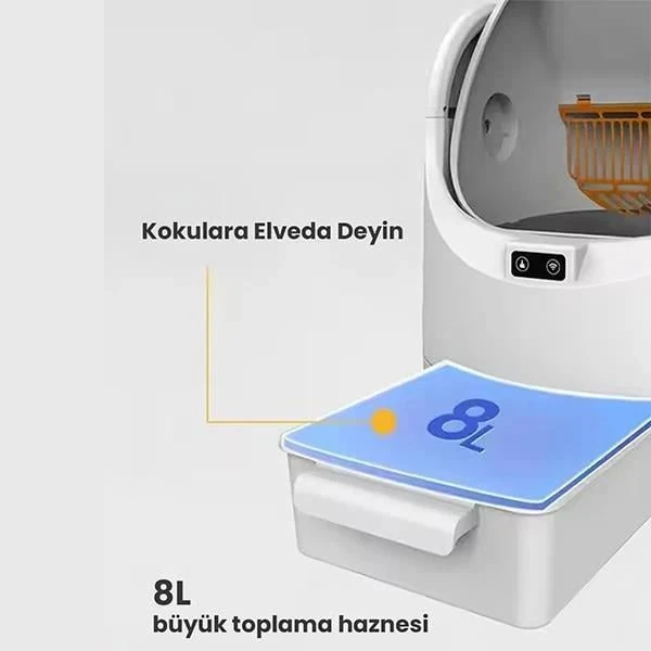 Electron Üstü Açık Otomatik Akıllı Kedi Tuvaleti 74 Lt