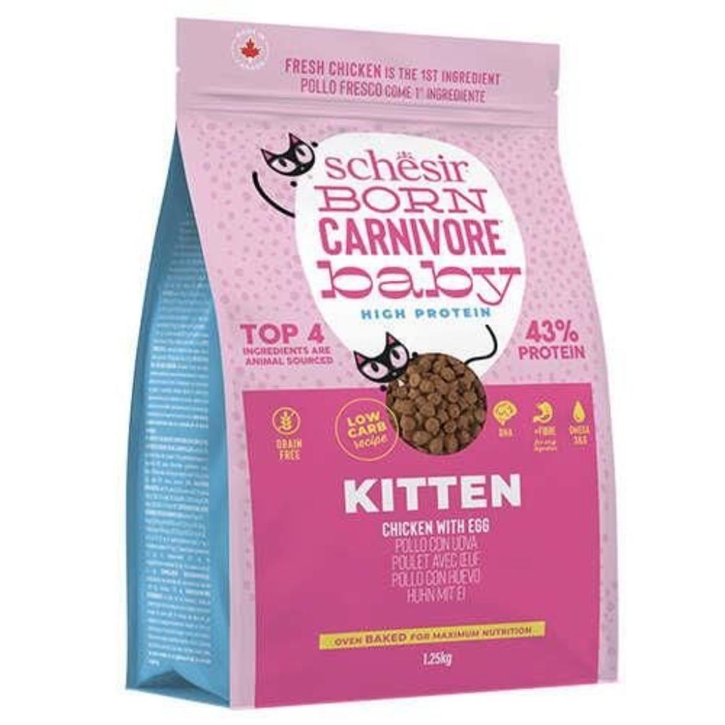 Schesir Born Carnivore Baby Tavuklu ve Yumurtalı Yavru Kedi Maması 1,25kg