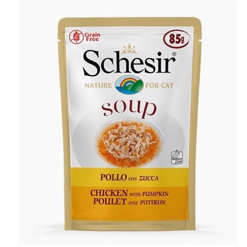 Schesir Soup Tavuk ile Bal Kabağı Yetişkin Kedi Çorbası Pouch 85g