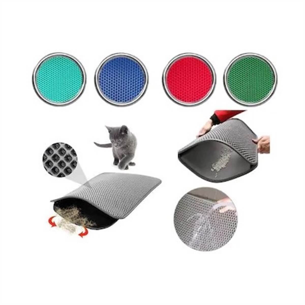 Pet Pretty Elekli Kedi Tuvalet Önü Paspası 60 x 45 cm TURKUAZ