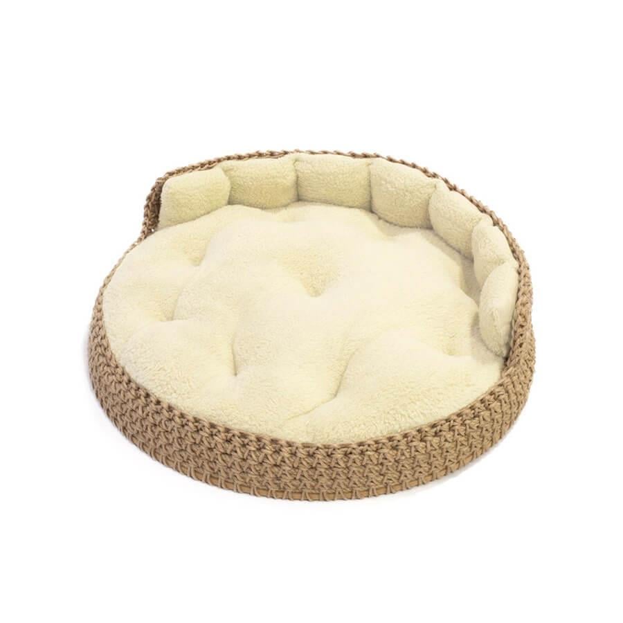 İda Lifestyle Hasır Örgü Kedi Ve Küçük Köpek Yatağı Krem 60 Cm