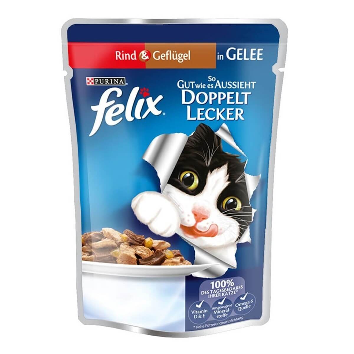 Felix Çifte Lezzet Sığır &amp; Tavuklu Kedi Yaş Mama 85 Gr
