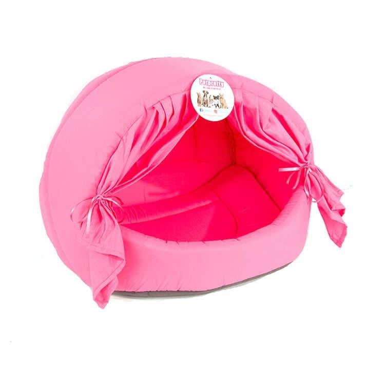 Pet Pretty Puantiyeli Perdeli Kedi Yuvası Pembe