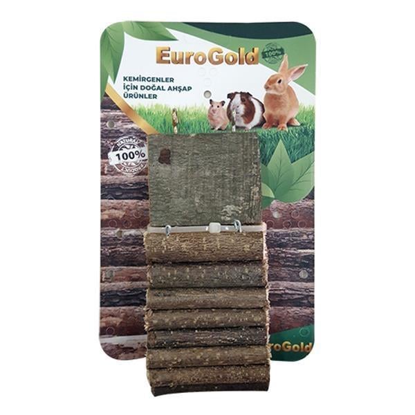 EuroGold Doğal Ahşap Kemirgen Merdiveni Tek Platformlu 7x30cm
