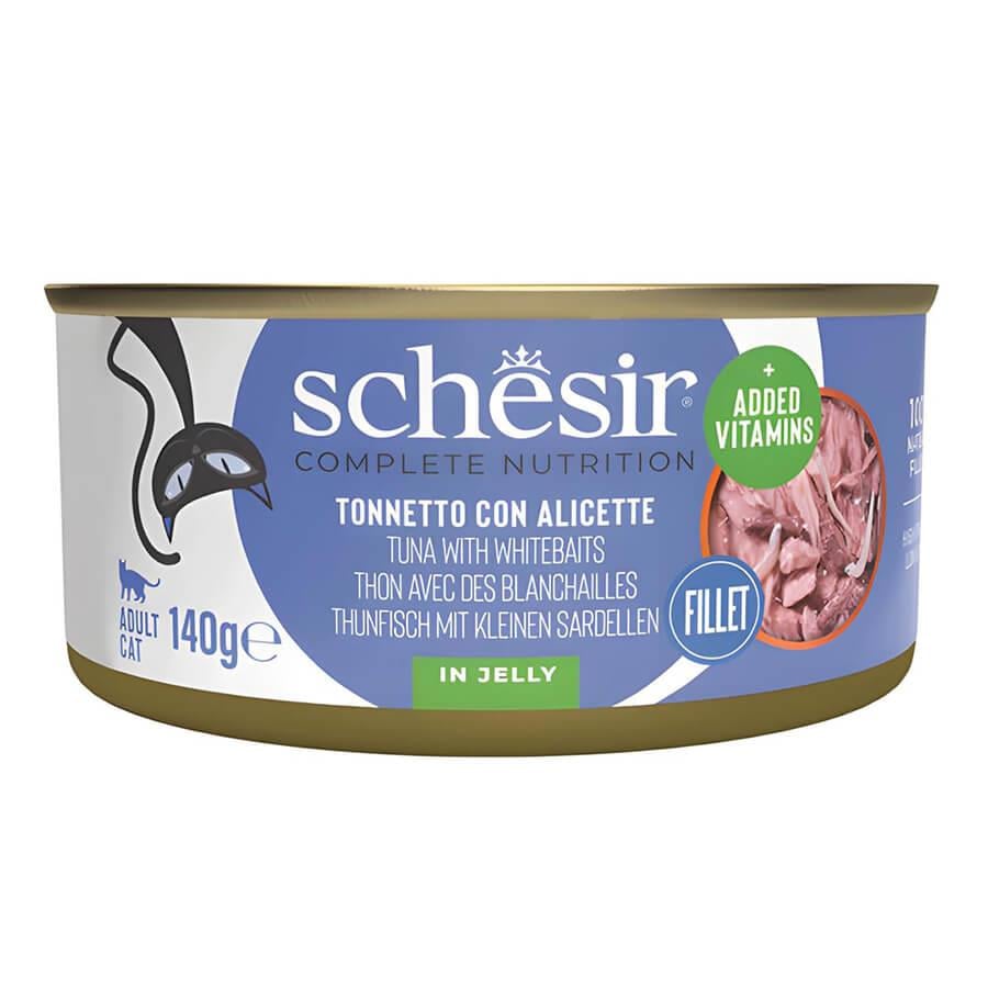 Schesir Tam ve Dengeli Ton Balığı ile Ringa Balıklı Jöle İçinde Kedi Konservesi 140g