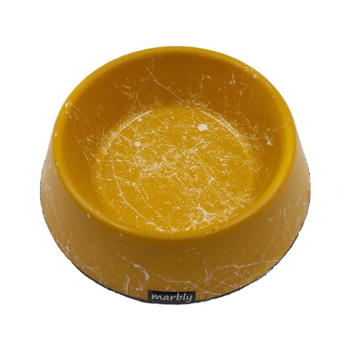 Marbly Yellow White Mermerit Kedi Mama Kabı 8 Oz