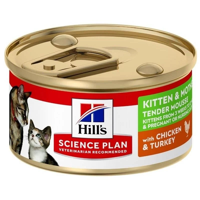 Hills Kitten&amp;Mother Mousse Tavuklu ve Hindili Kedi Konservesi 85 Gr