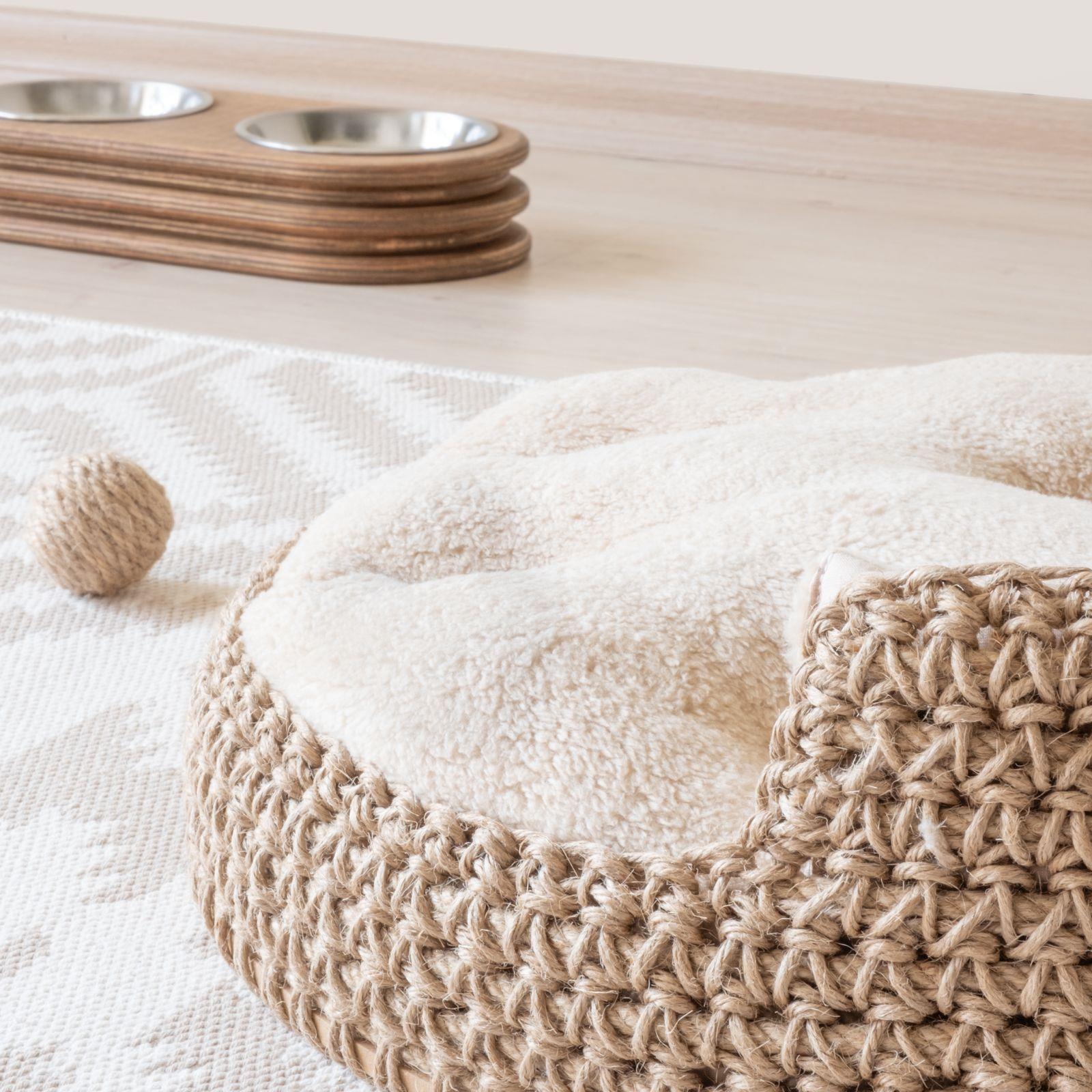 İda Lifestyle Hasır Örgü Kedi Ve Küçük Köpek Yatağı Krem 60 Cm