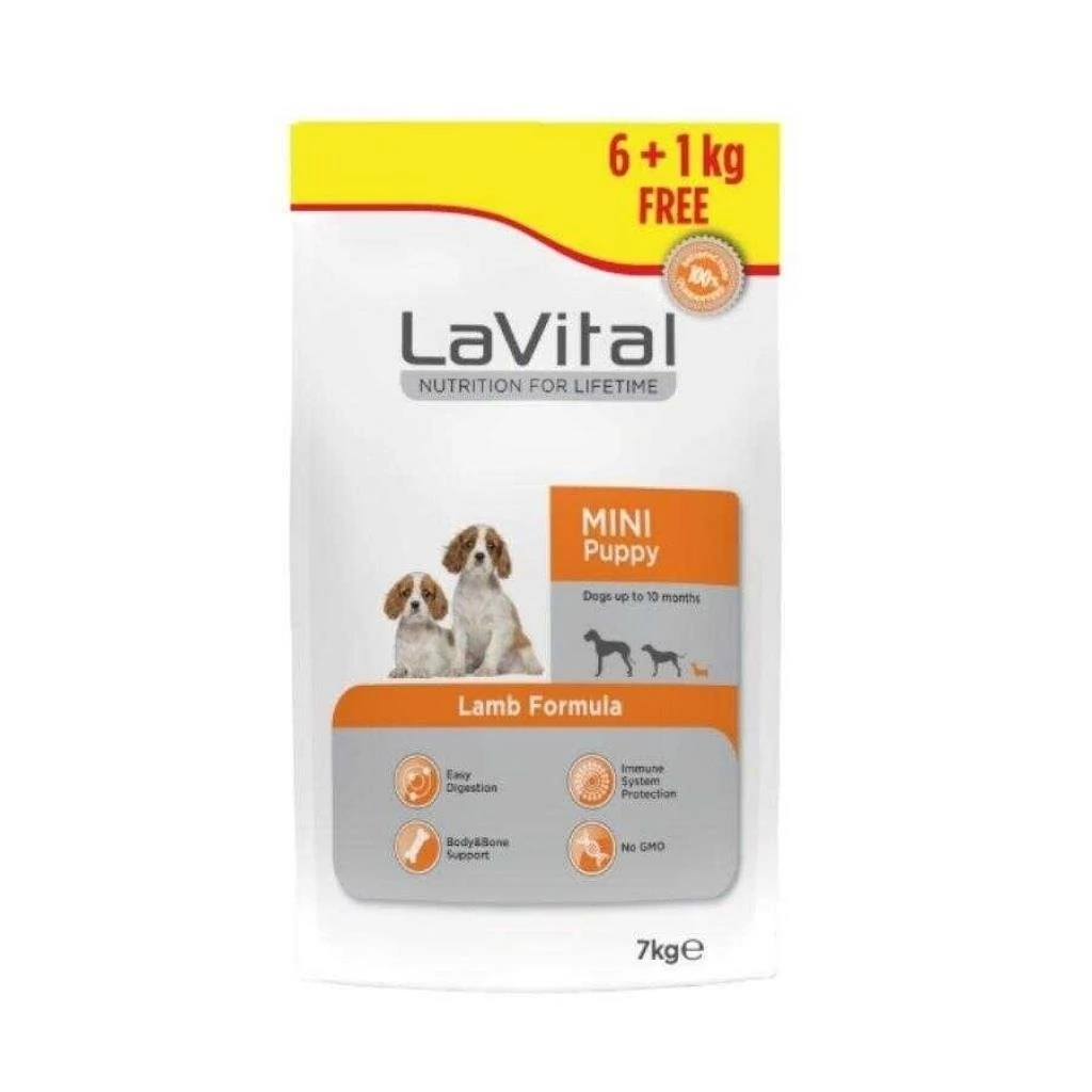 LaVital Mini Puppy Küçük Irk Kuzulu Yavru Köpek Maması 6kg + 1Kg Hediye