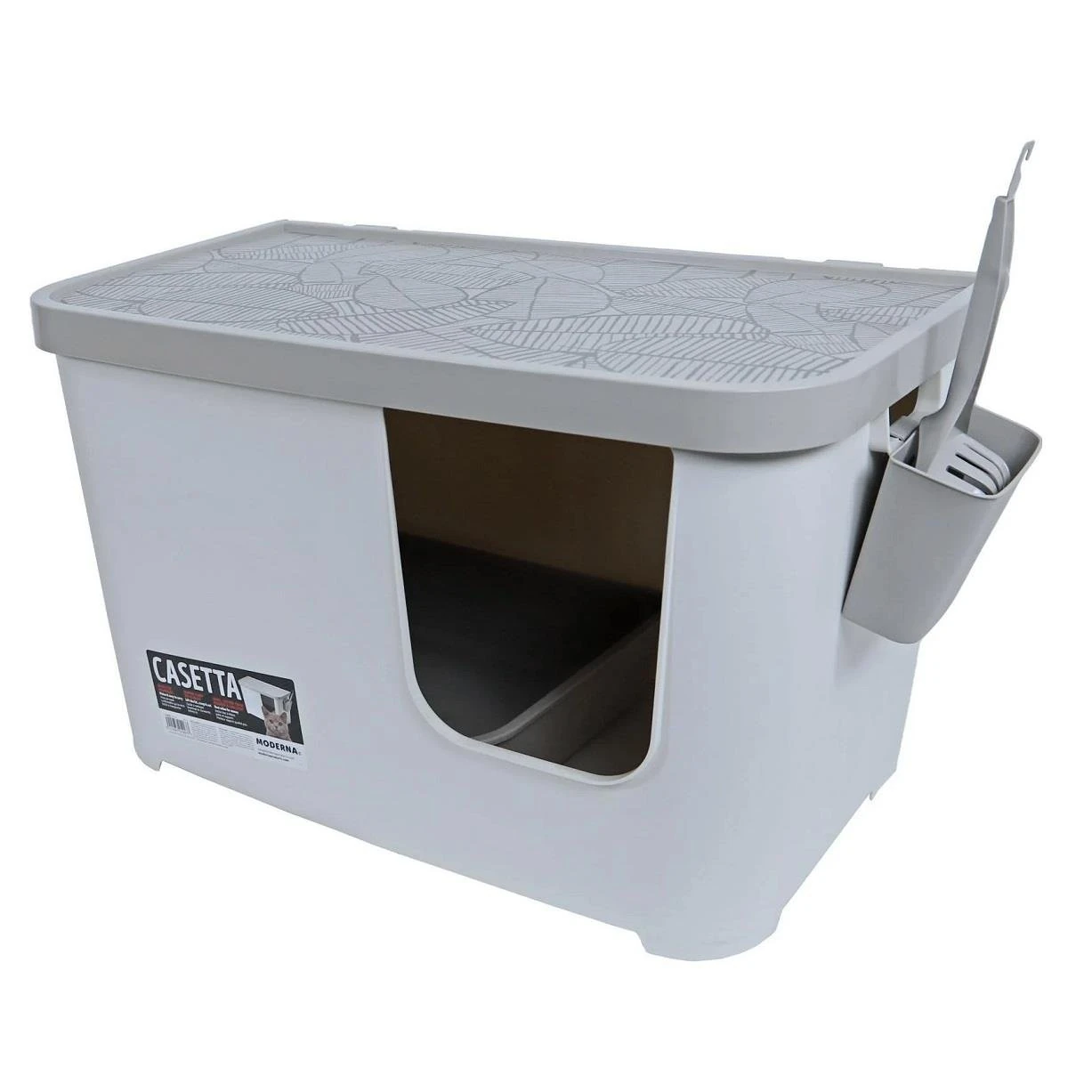 Moderna Casetta Kapalı Kedi Tuvaleti - Gri Beyaz 75.7 x 45 x 45 cm