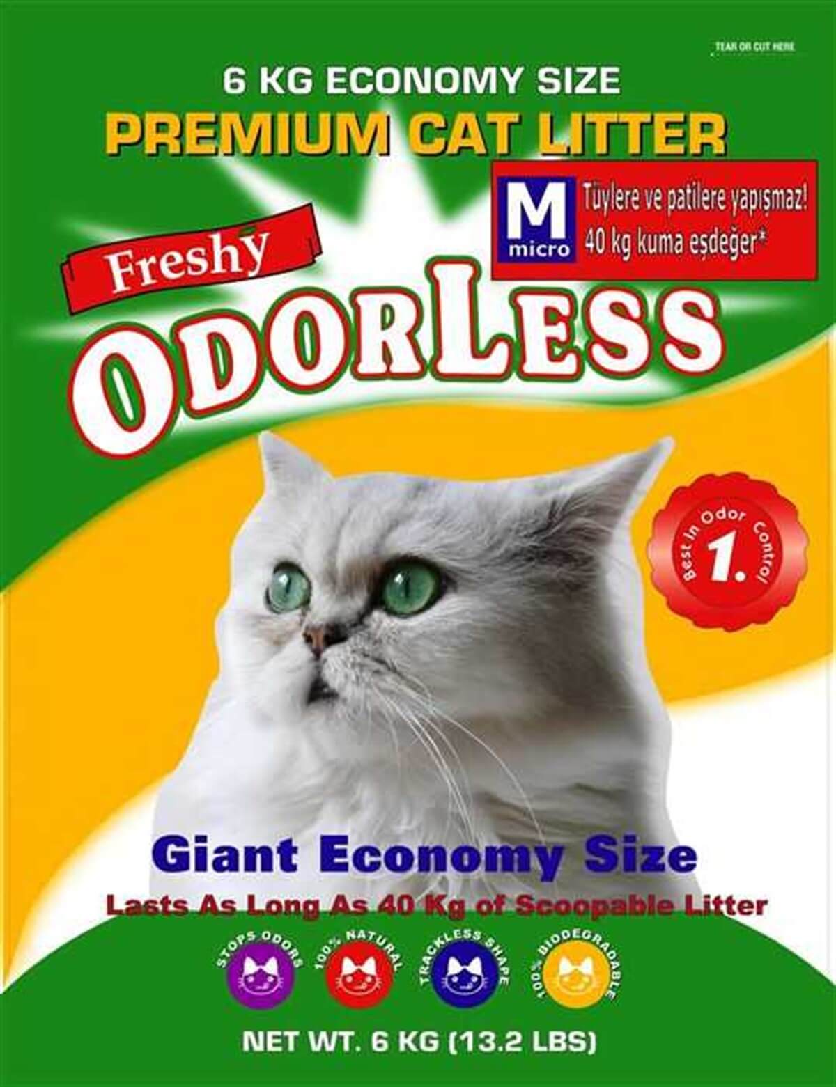 Odorless Micro Kristal Kedi Kumu 6 Kg