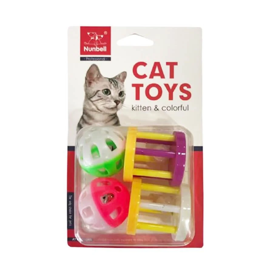 Nunbell Kedi Oyuncağı Zilli Top Ve Silindir 4 Parça