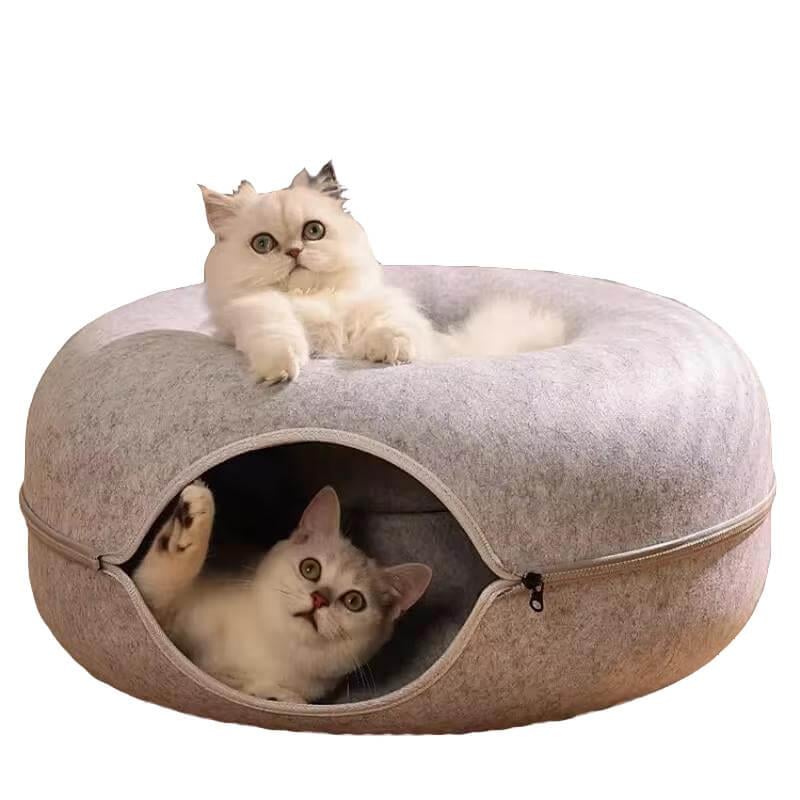 Pet Corn Donut Keçe Kedi Yatağı 60x28 cm Gri