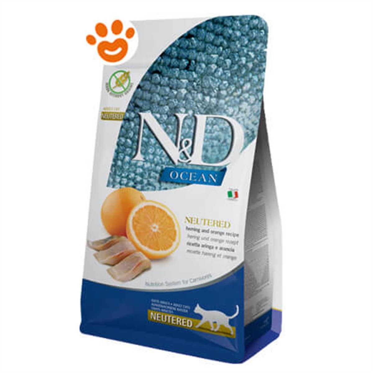N&amp;D Ocean Ringa Balıklı Portakallı Kısırlaştırılmış Kedi Maması 1.5 Kg