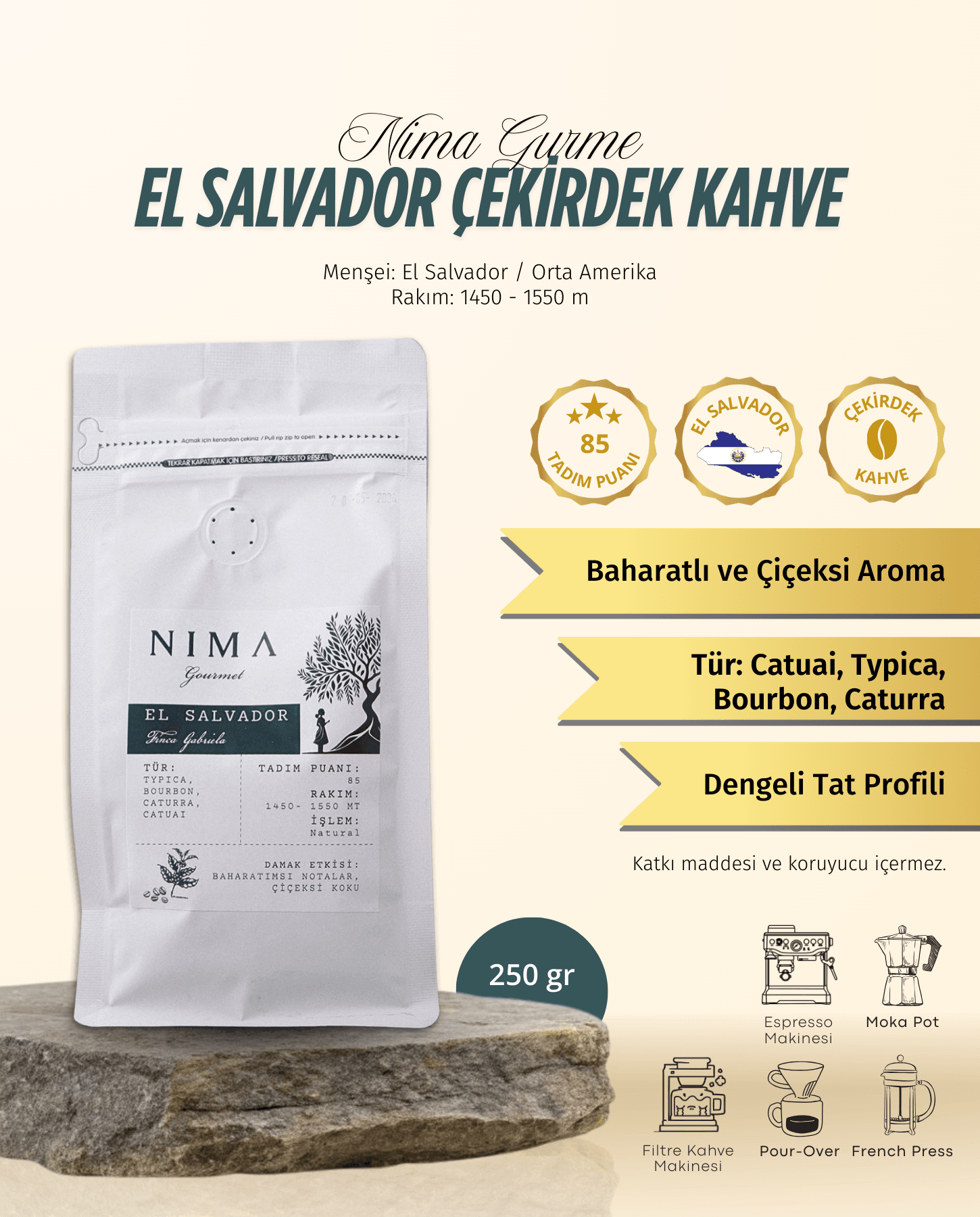 El Salvador Kahve Çekirdeği 250 Gr