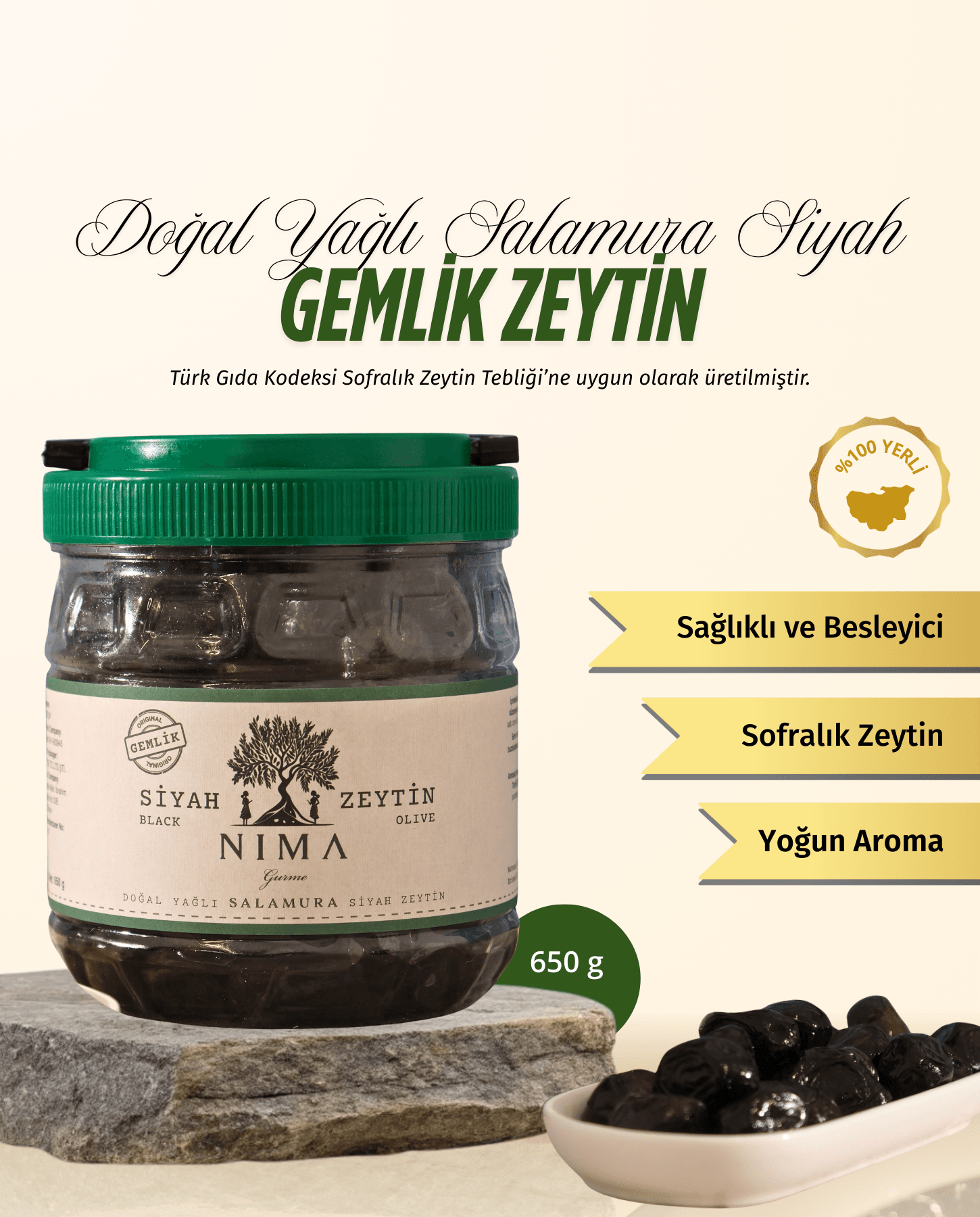 Yağlı Salamura Gemlik Zeytin 650 Gr