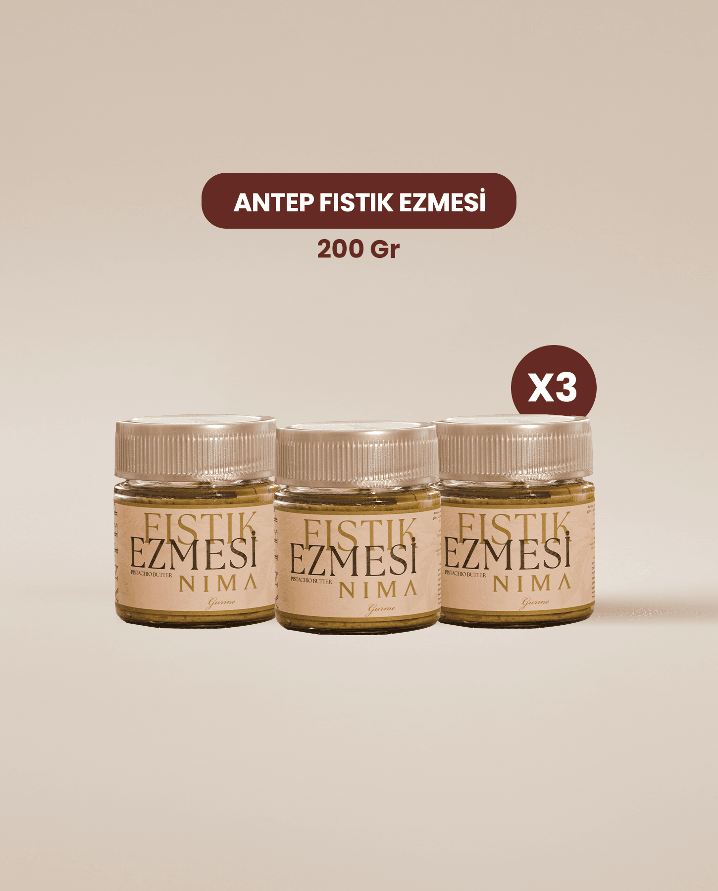 Premium Antep Fıstık Ezmesi 3x200gr