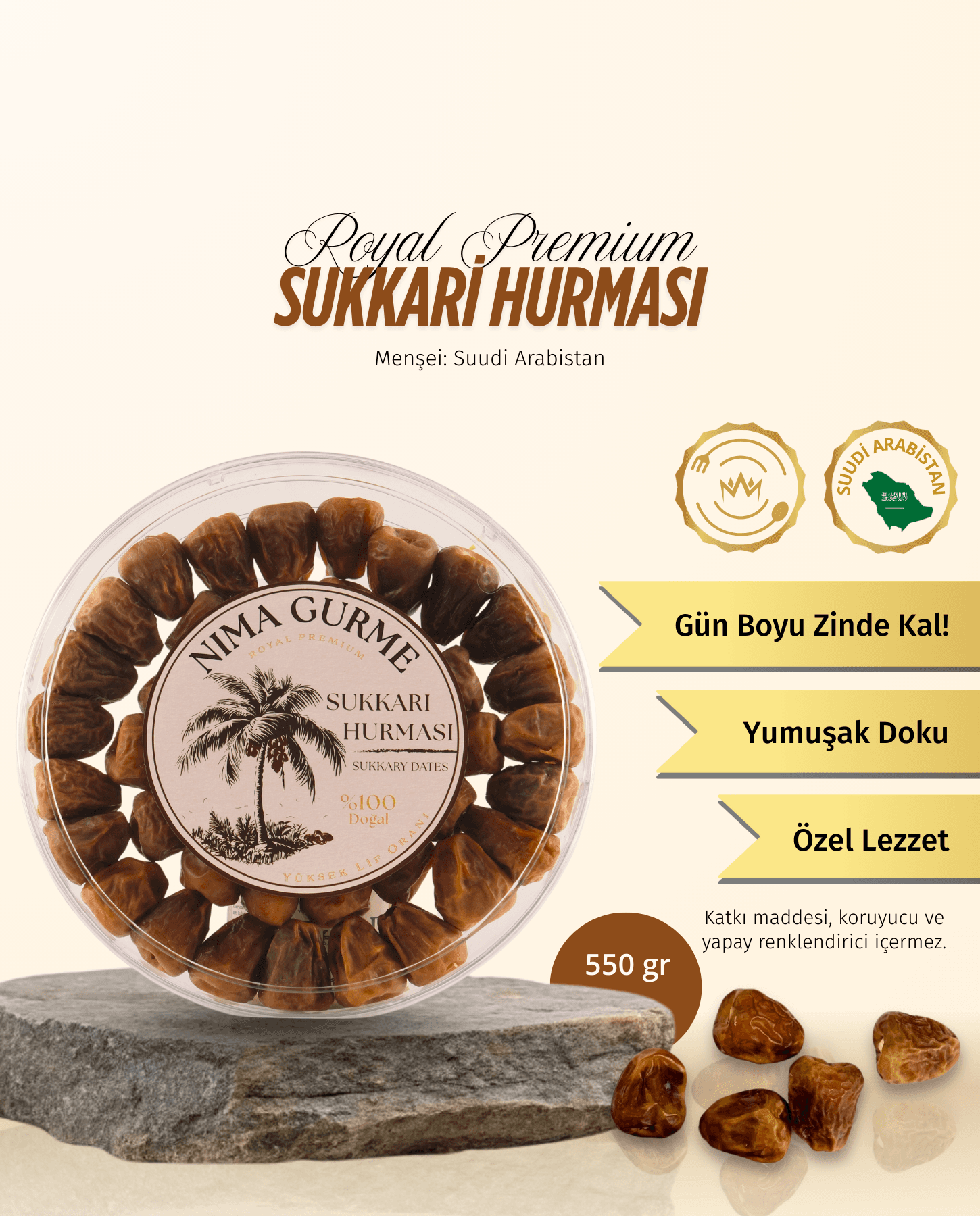 Sukkari Hurması 550 Gr - Doğal ve Lezzetli Premium Hurma
