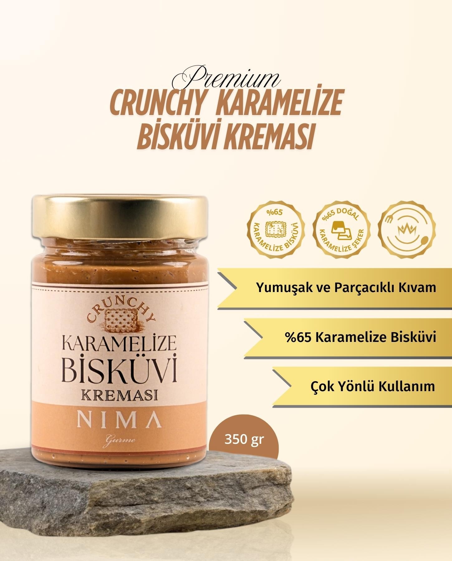 Premium Crunchy Bisküvi Kreması 350 Gr