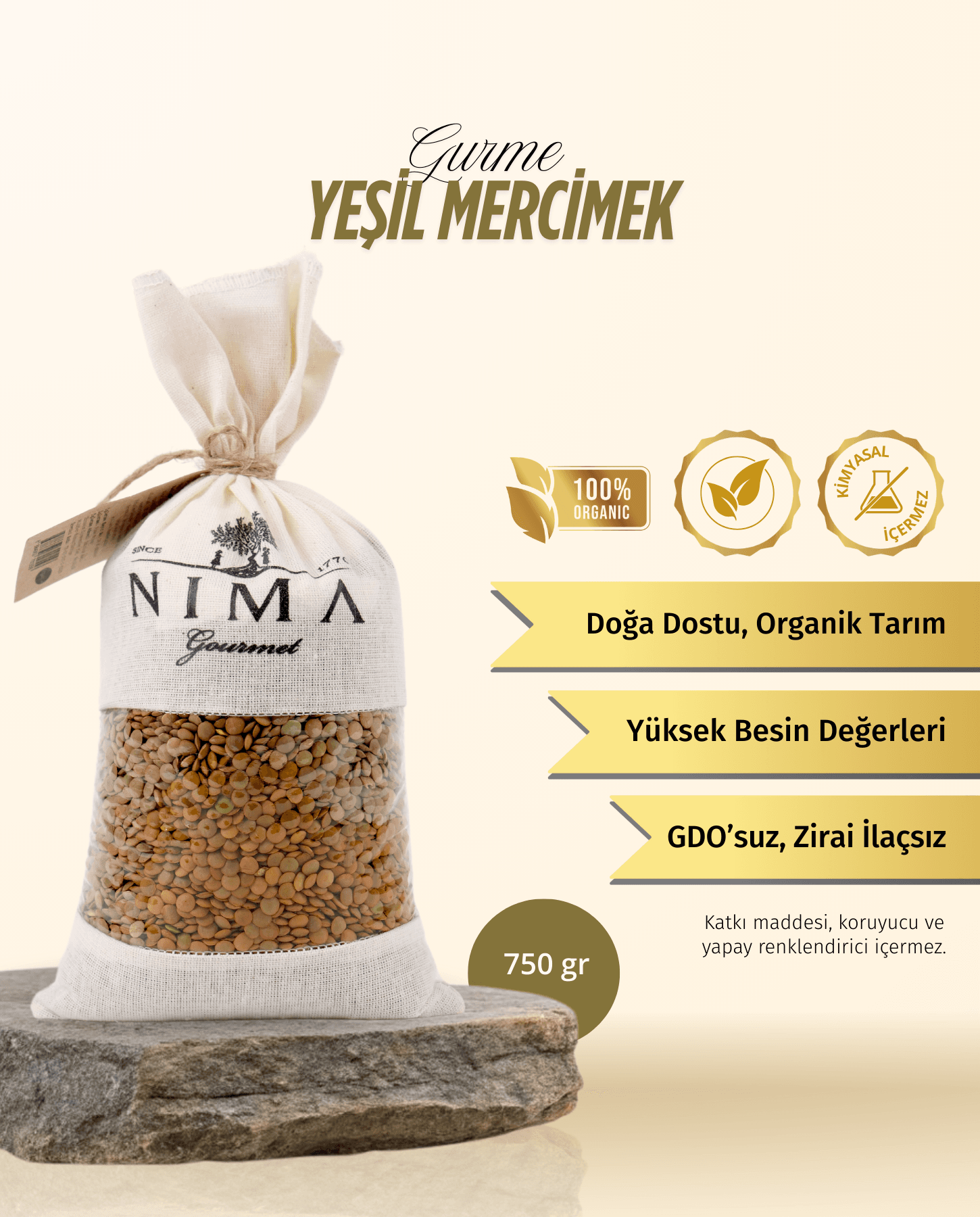 Gurme Yeşil Mercimek 750 Gr