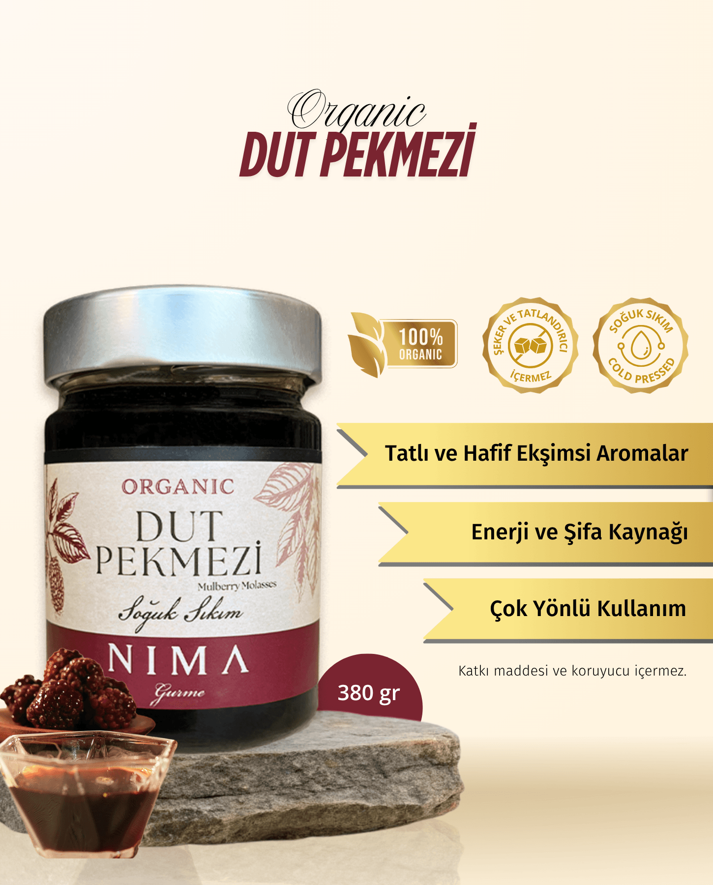 Gurme Organik Dut Pekmezi 380 Gr