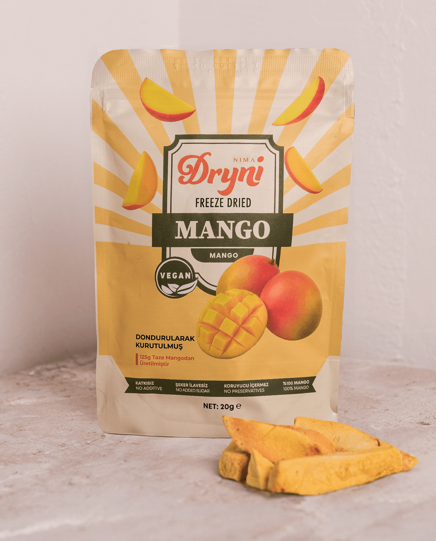 Freeze Dried Dryni Dondurularak Kurutulmuş Mango 20 G