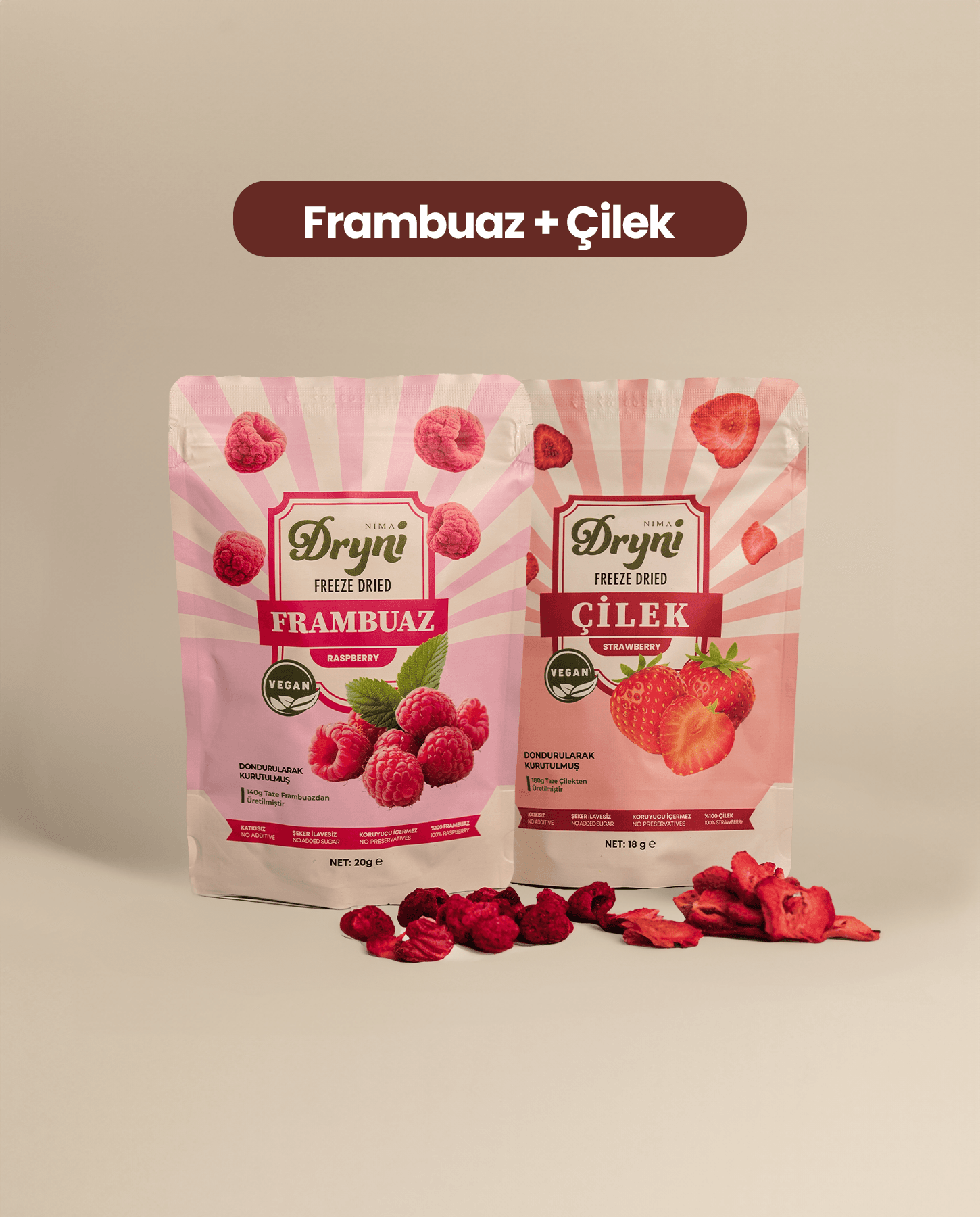 Freeze Dried Dryni Frambuaz + Çilek Set