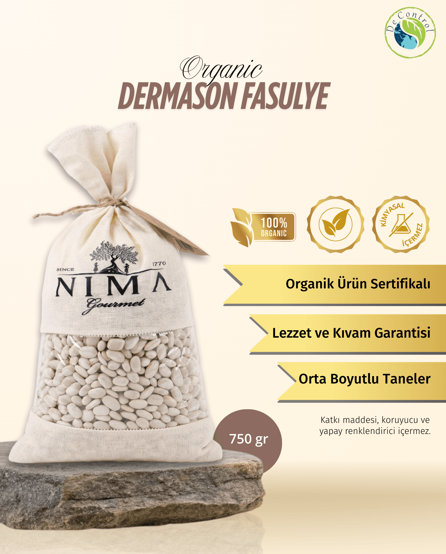 Organik Dermason Fasulye 750 Gr