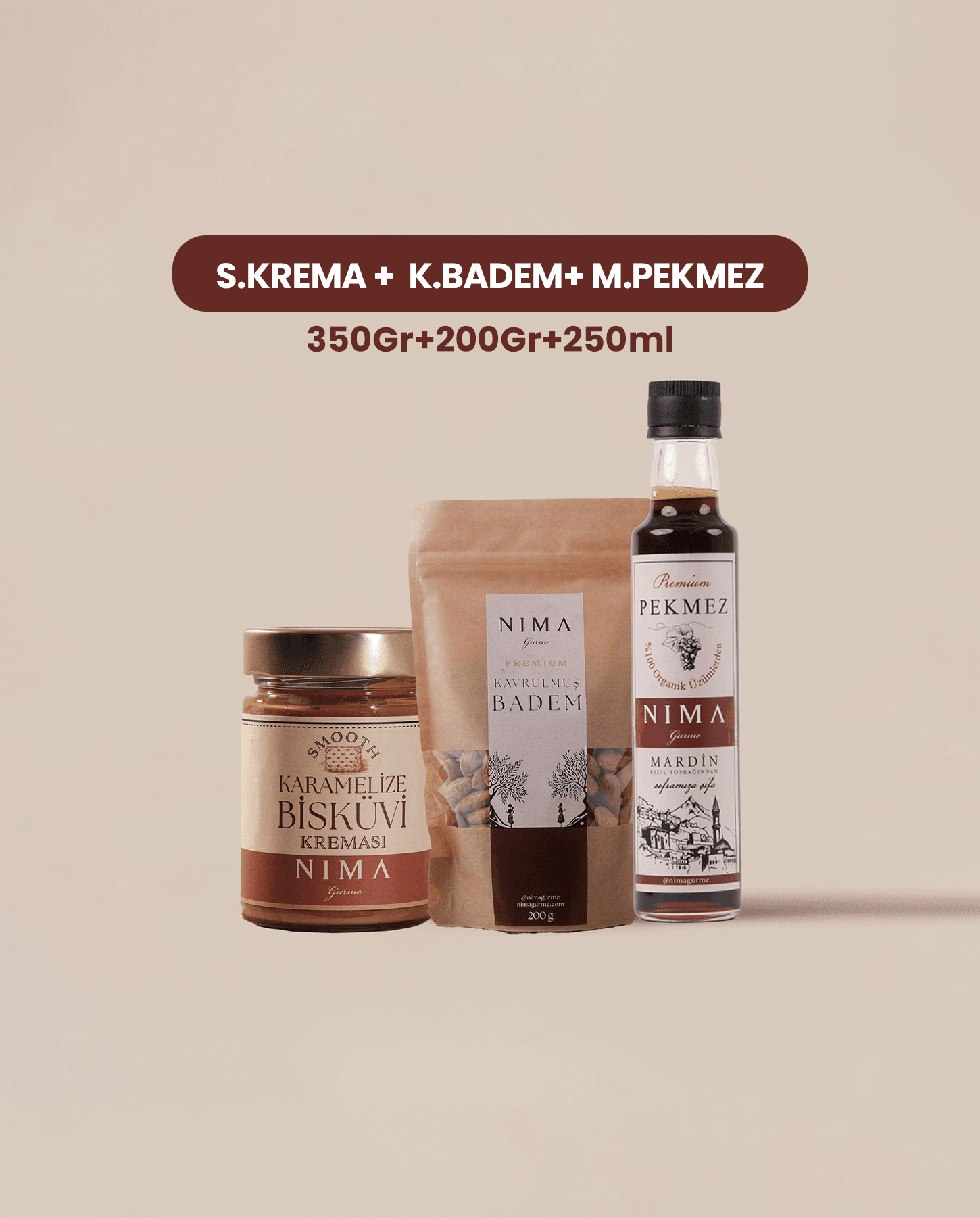Bisküvi Kreması + Badem + Pekmez Set