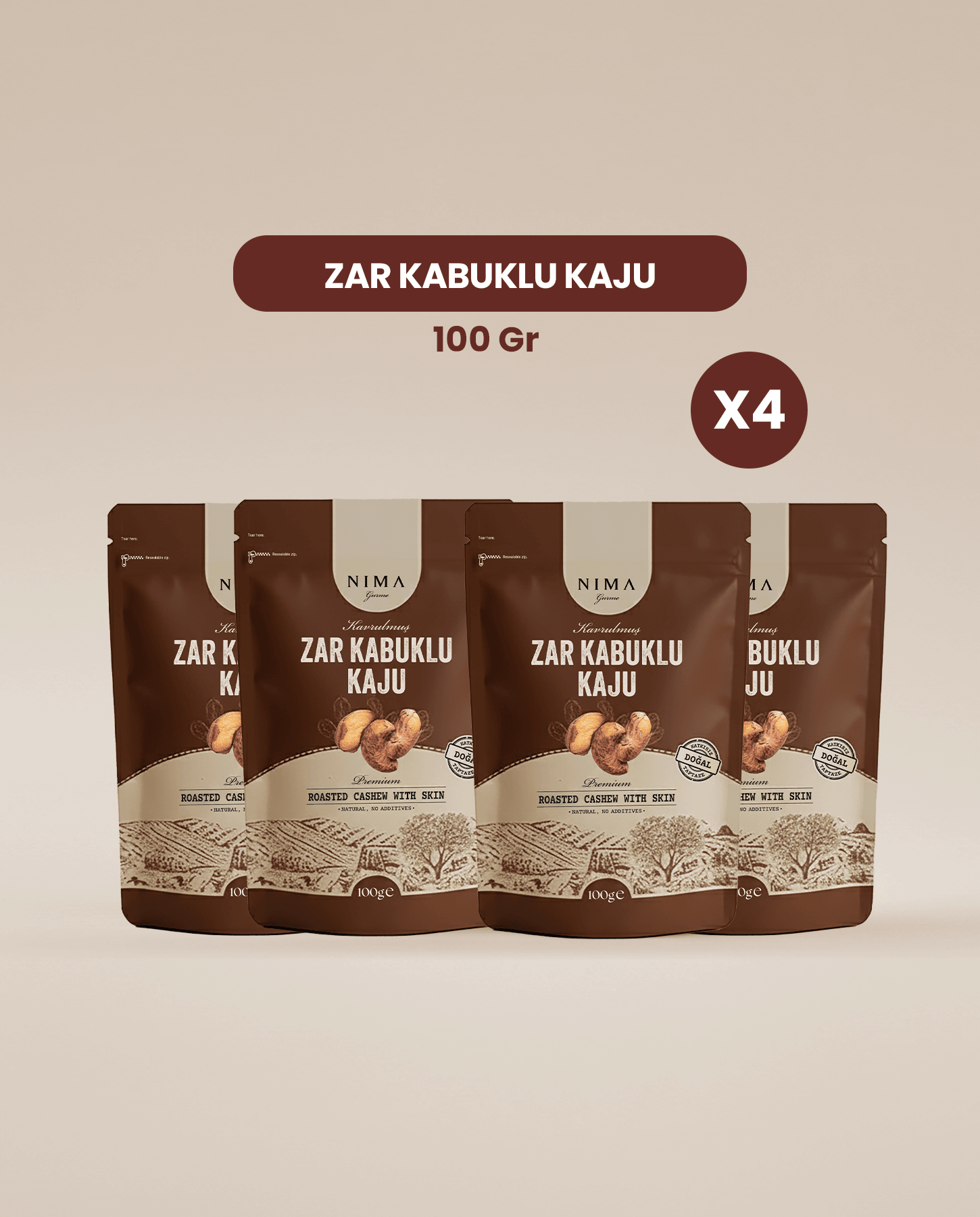 Premium Zar Kabuklu Kaju 4X100gr