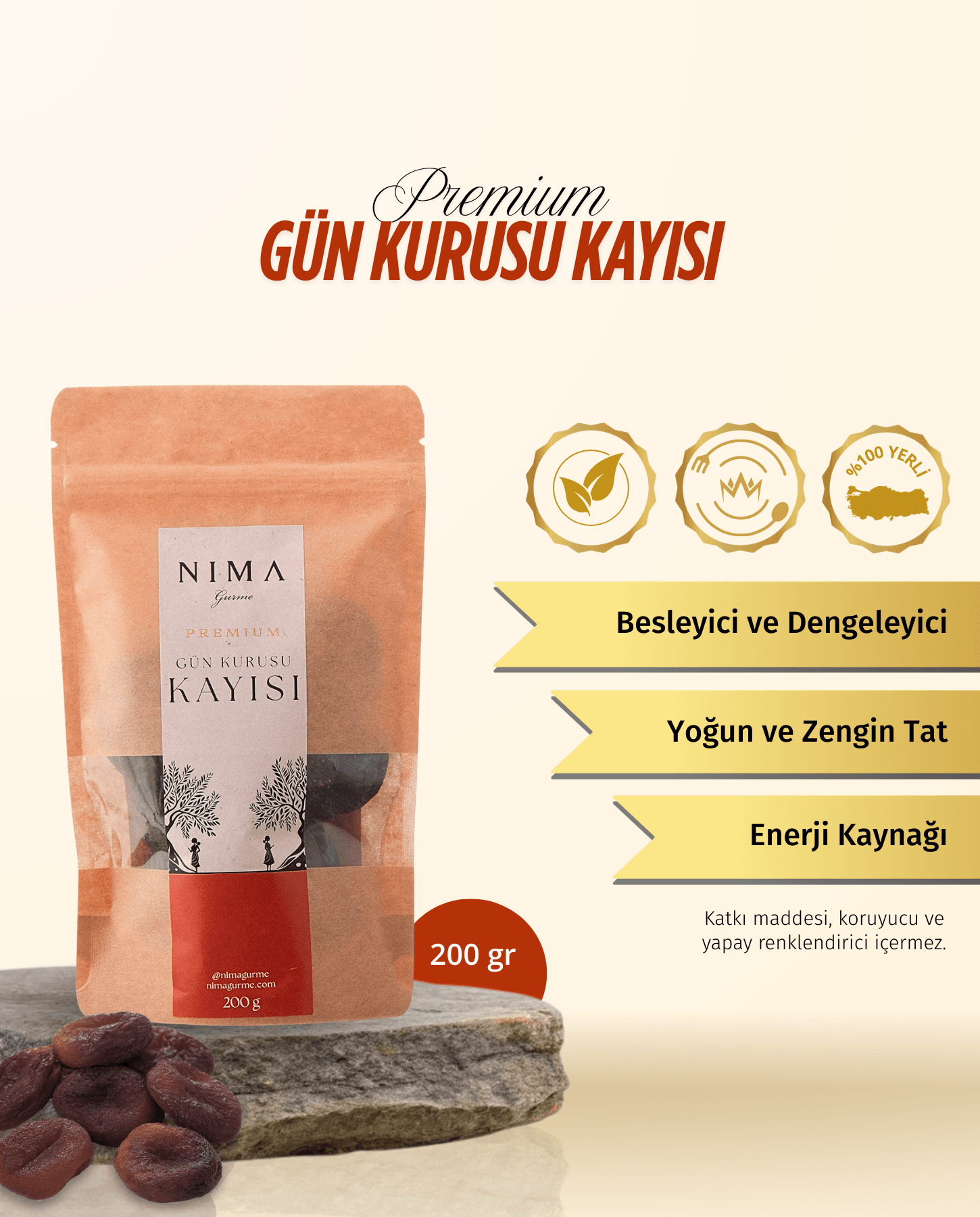 Premium Gün Kurusu Kayısı 200 Gr