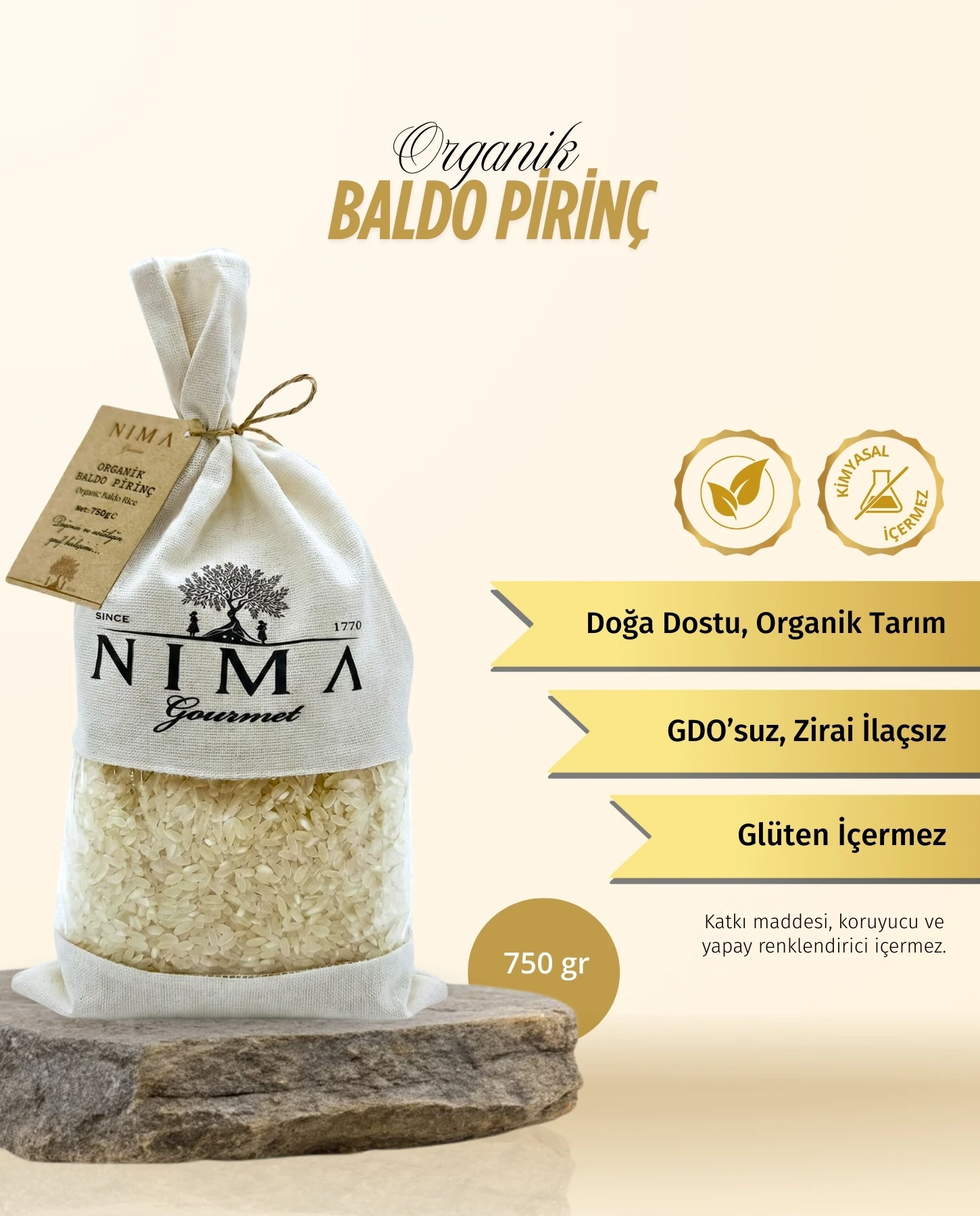 Organik Baldo Pirinç 750 Gr.